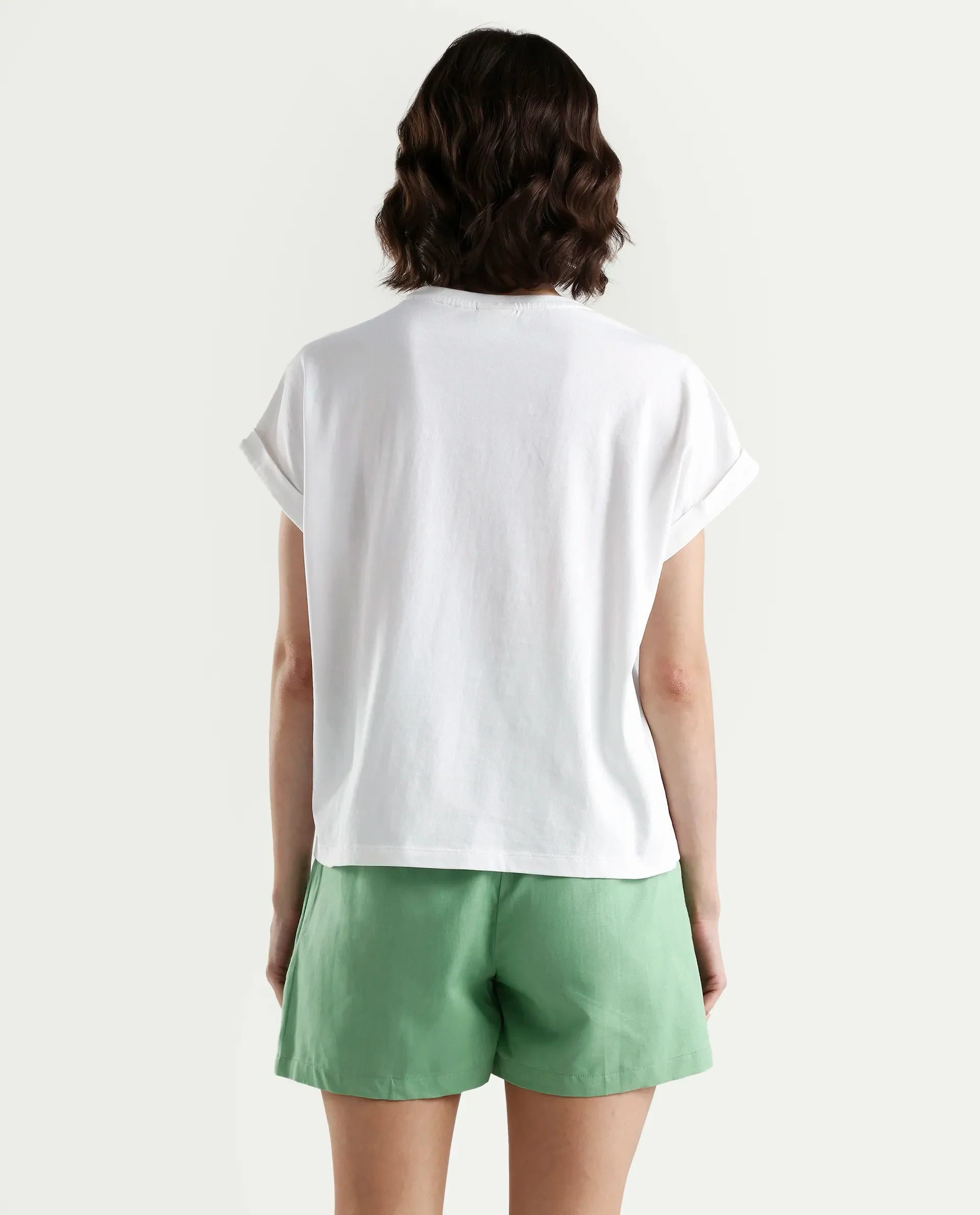 Rareism Women's Bhars White Cotton Half Sleeve Regular Fit Printed T-Shirt - Image 7