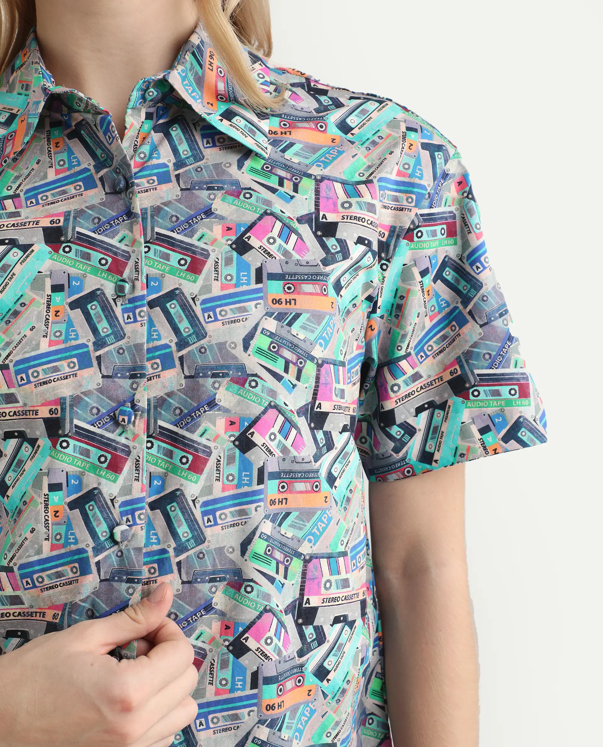 Rareism Women's Bhx Multi Cotton Drop Collar Object Print Regular Fit Shirt - Image 5