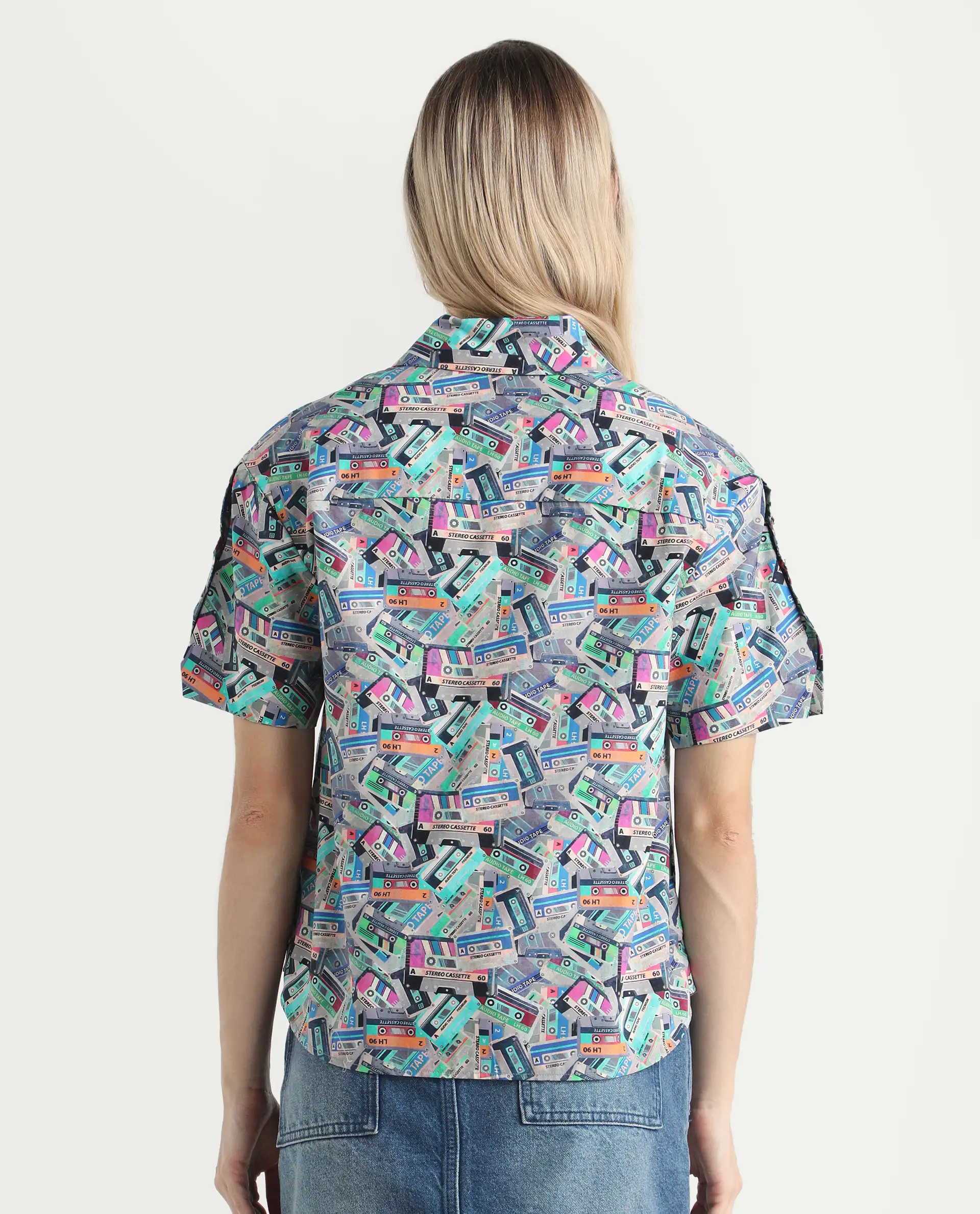 Rareism Women's Bhx Multi Cotton Drop Collar Object Print Regular Fit Shirt - Image 8