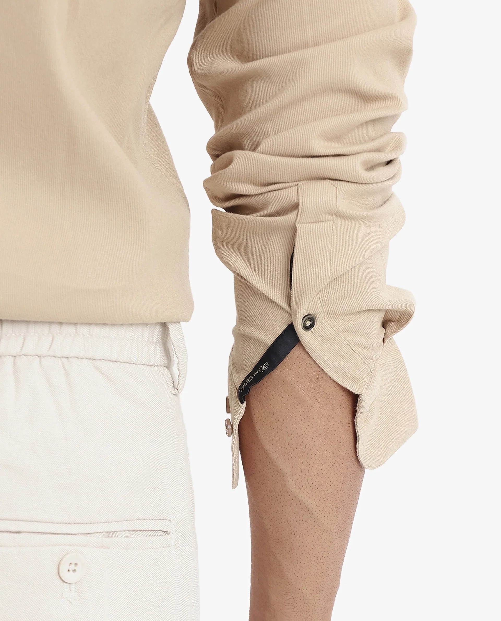Rare Rabbit Men's Bicton Beige Cotton Plain Regular Fit Full Sleeve Collared Shirt - Image 9