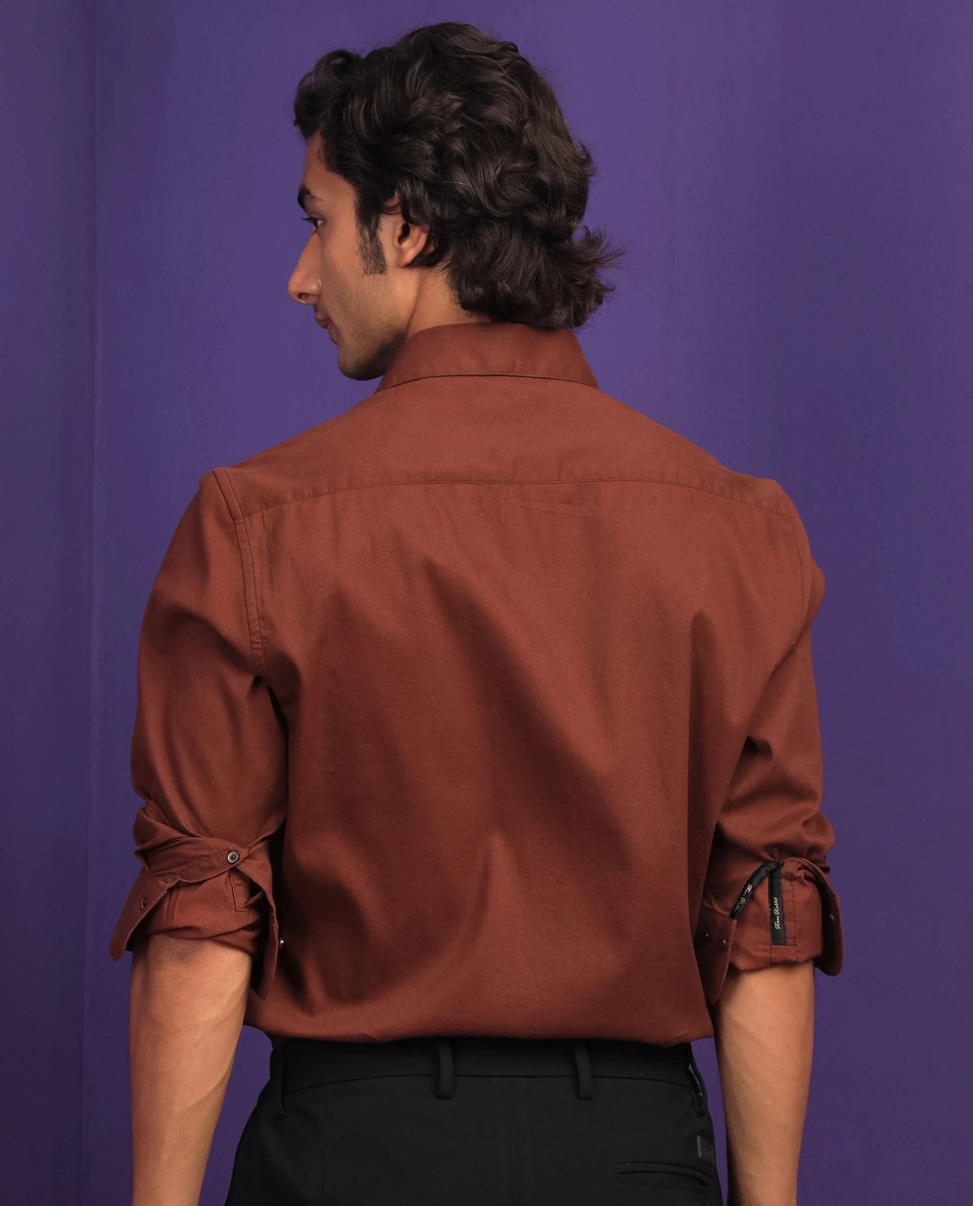 Rare Rabbit Men's Bicton Brown Cotton Plain Regular Fit Full Sleeve Collared Shirt - Image 8