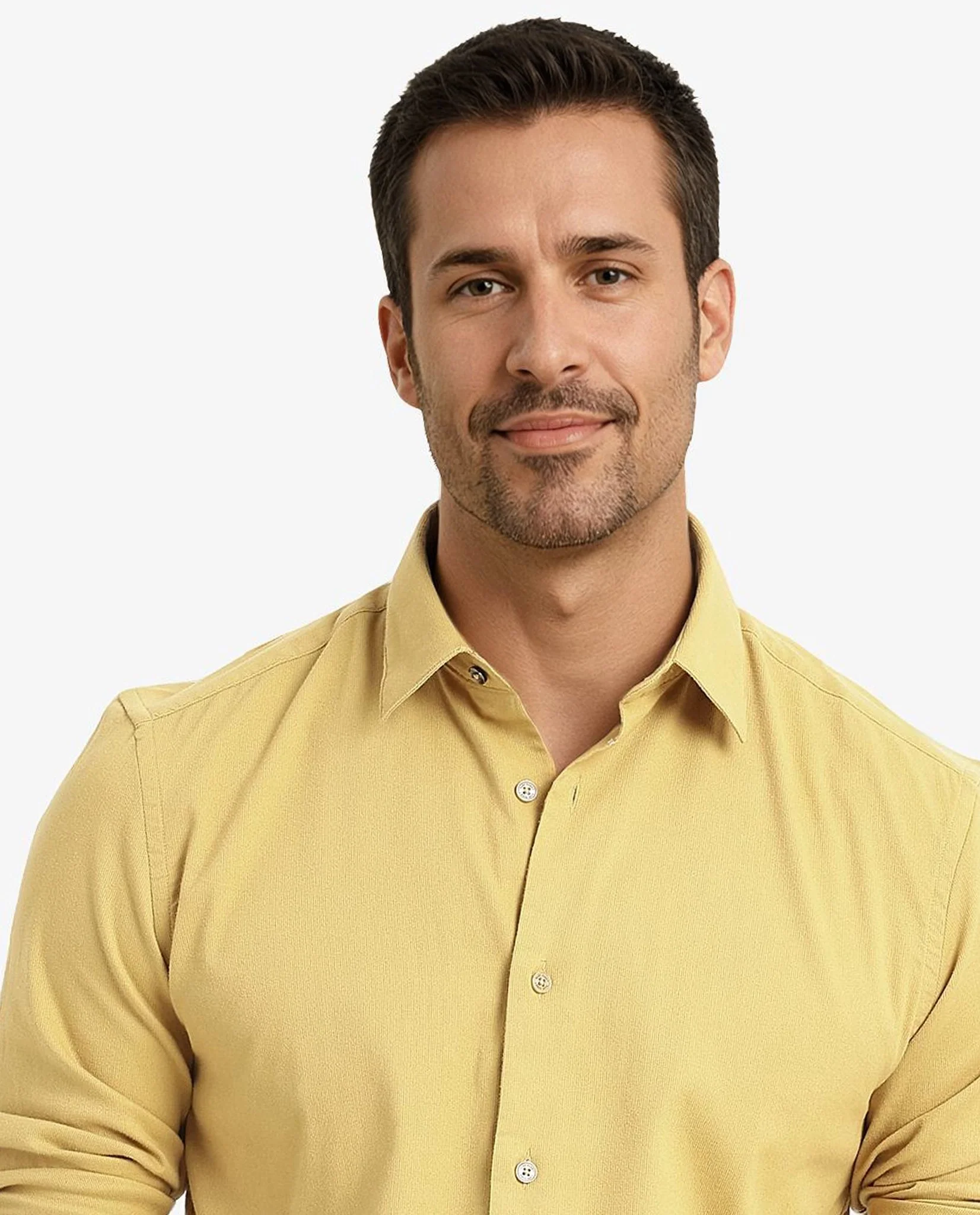 Rare Rabbit Men's Bicton Mustard Cotton Plain Regular Fit Full Sleeve Collared Shirt - Image 7