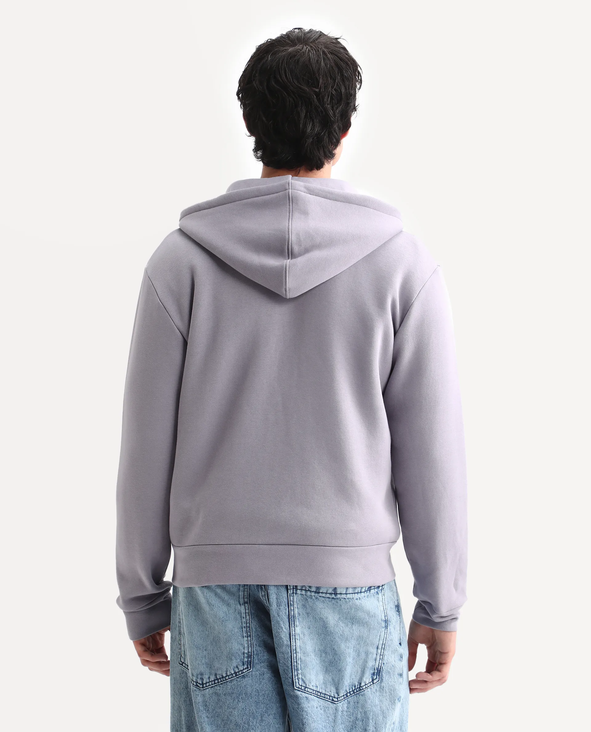 Rare Rabbit Men's Bien Dusky Purple Cotton Blend Fabric Full Sleeves Hooded Zipper Closure Label Print Sweatshirt - Image 7