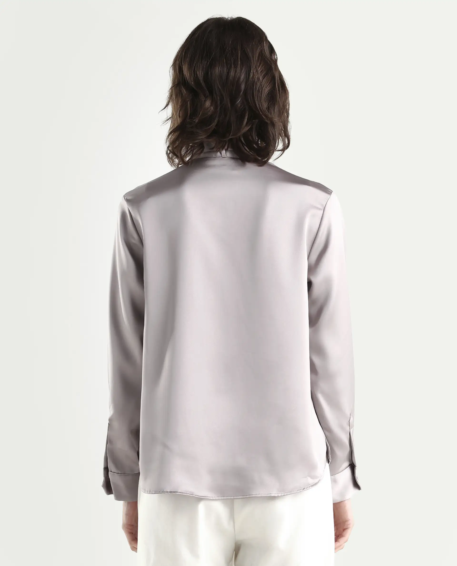 Rareism Women's Bingol Dusky Beige Cotton Mandarin Collar Plain Cuffed Sleeve Regular Fit Shirt - Image 7