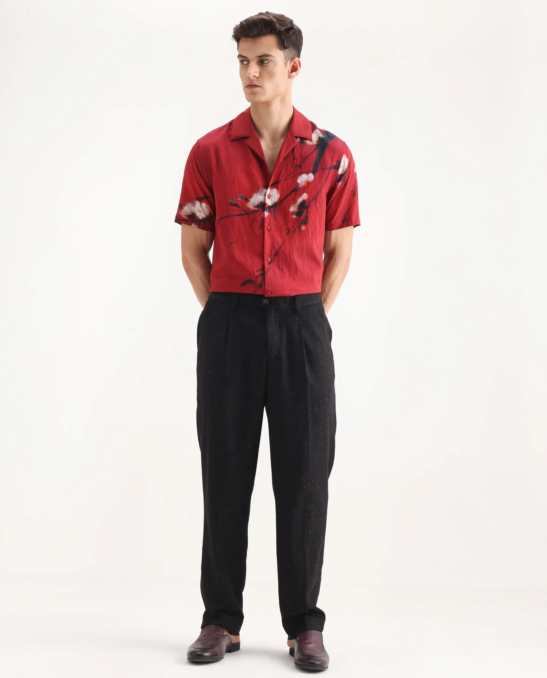 Rare Rabbit Men's Biot Black Cotton Blend Plain Relaxed Fit Trouser - Image 4