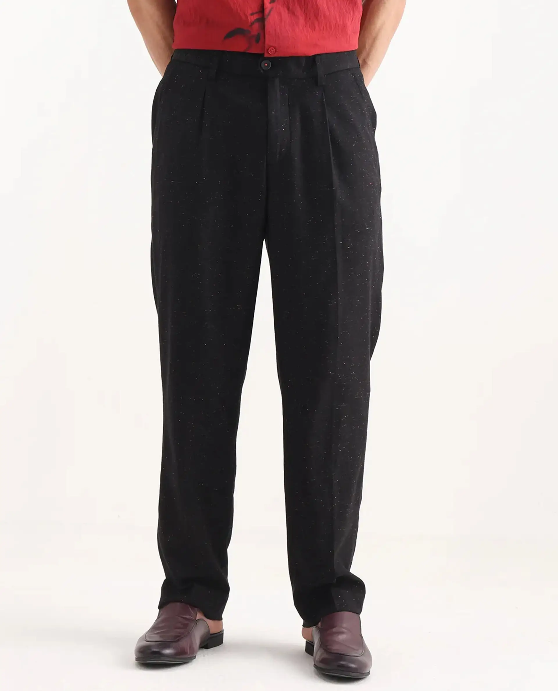Rare Rabbit Men's Biot Black Cotton Blend Plain Relaxed Fit Trouser - Image 9