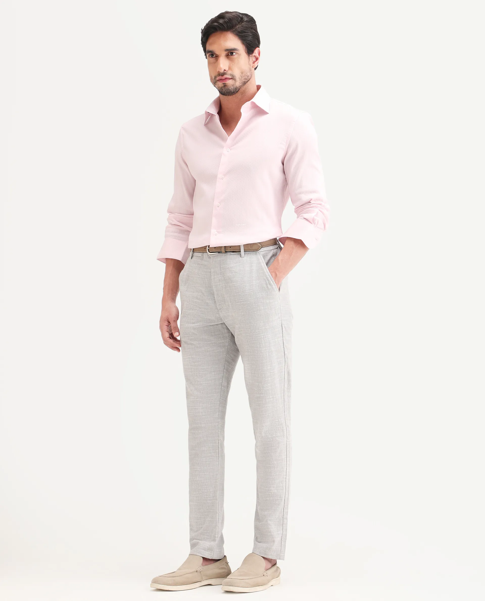Rare Rabbit Men's Bira Grey Linen Blend Fabric Regular Fit Striped Trouser - Image 5