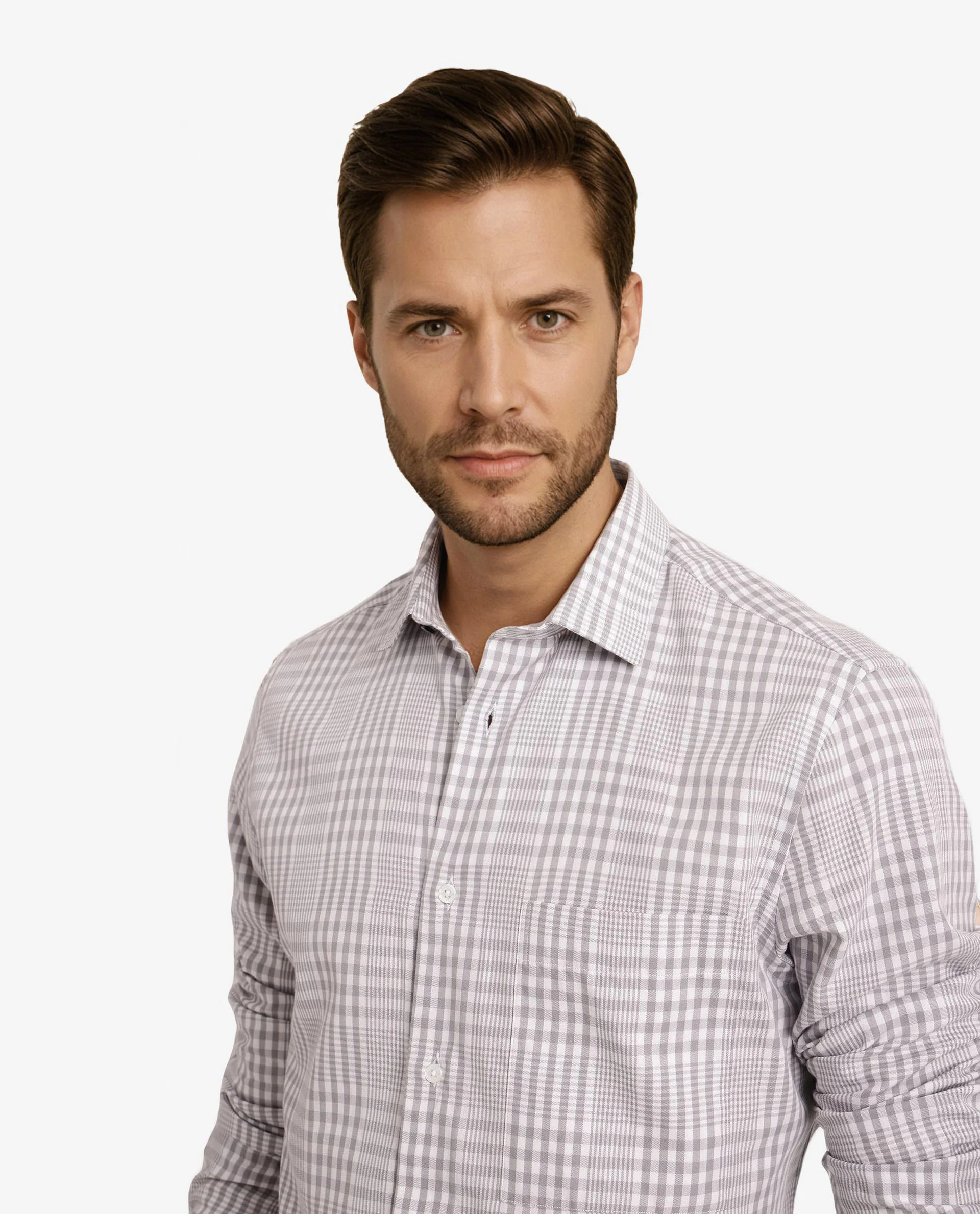 Rare Rabbit Men's Bisk Grey Cotton Checked Print Regular Fit Full Sleeve Collared Shirt - Image 2