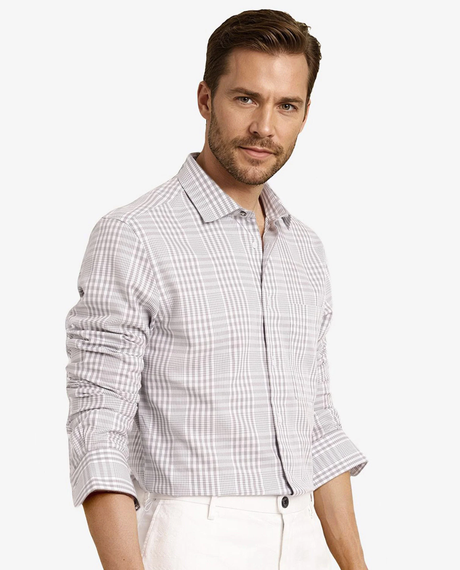 Rare Rabbit Men's Bisk Grey Cotton Checked Print Regular Fit Full Sleeve Collared Shirt - Image 4