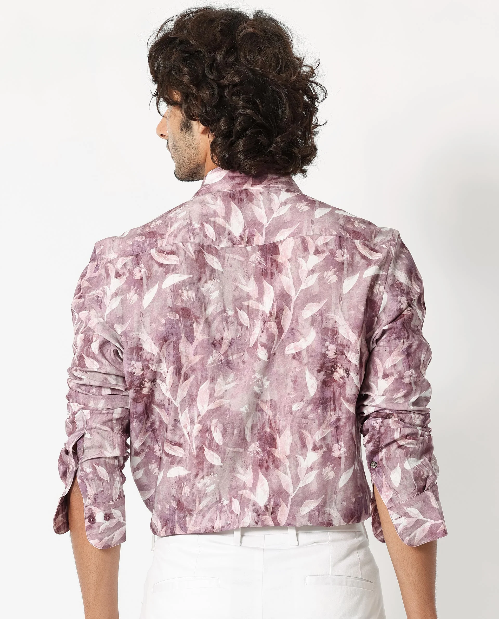 Rare Rabbit Men's Biskra Light Grey Viscose Tropical Print Regular Fit Full Sleeve Collared Shirt - Image 8