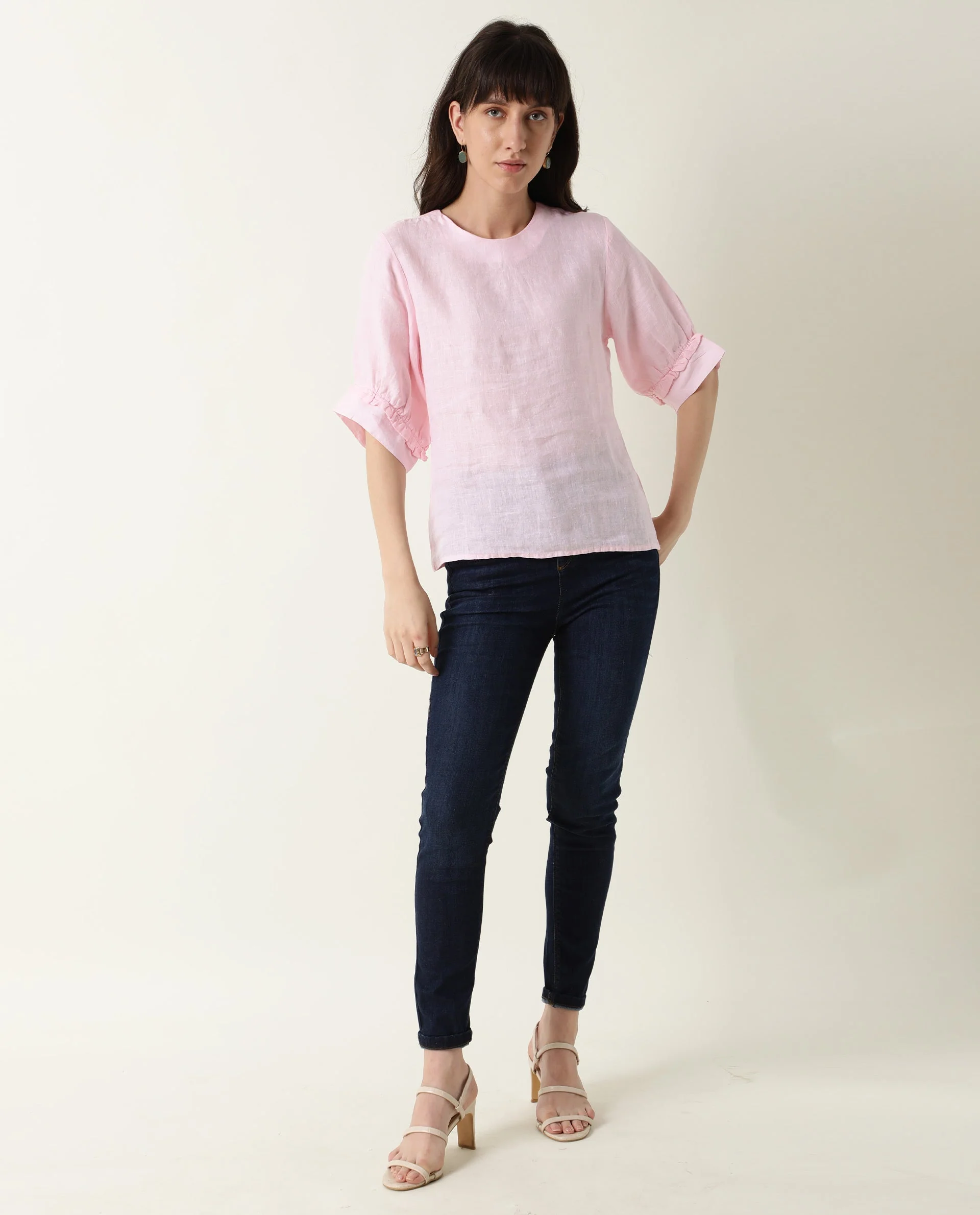 Rareism Women Bite Pink Top Short Sleeves Solid - Image 2