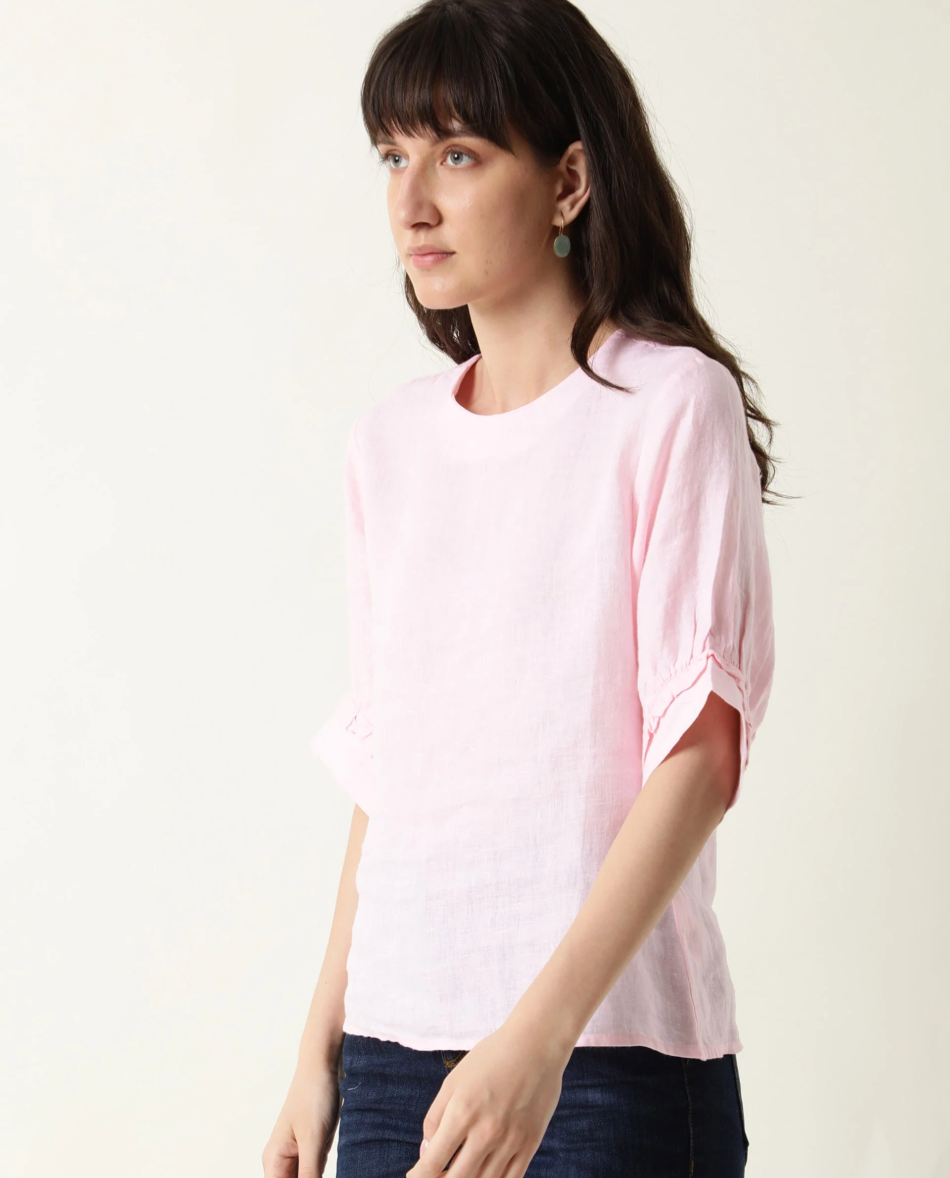 Rareism Women Bite Pink Top Short Sleeves Solid - Image 3