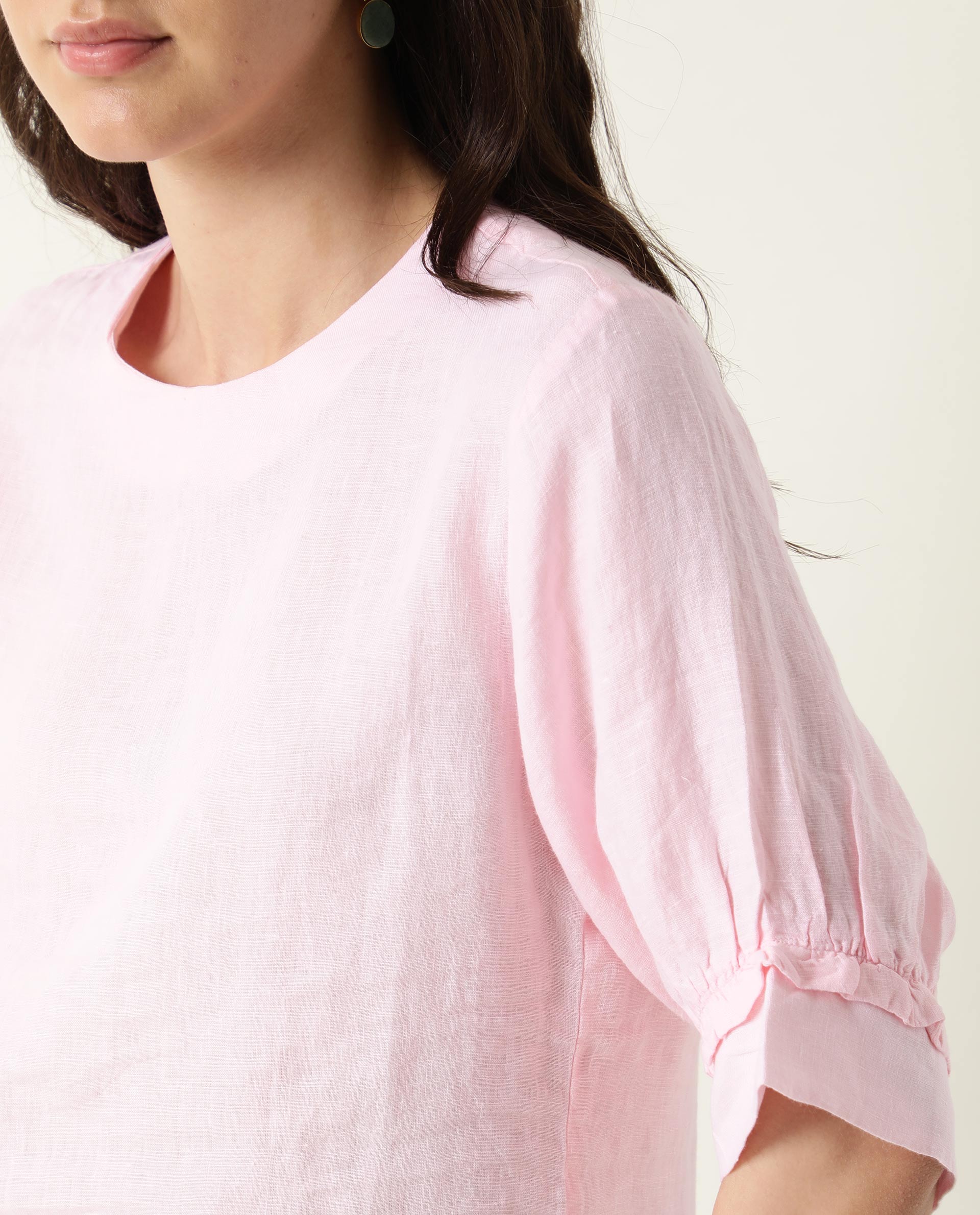 Rareism Women Bite Pink Top Short Sleeves Solid - Image 4