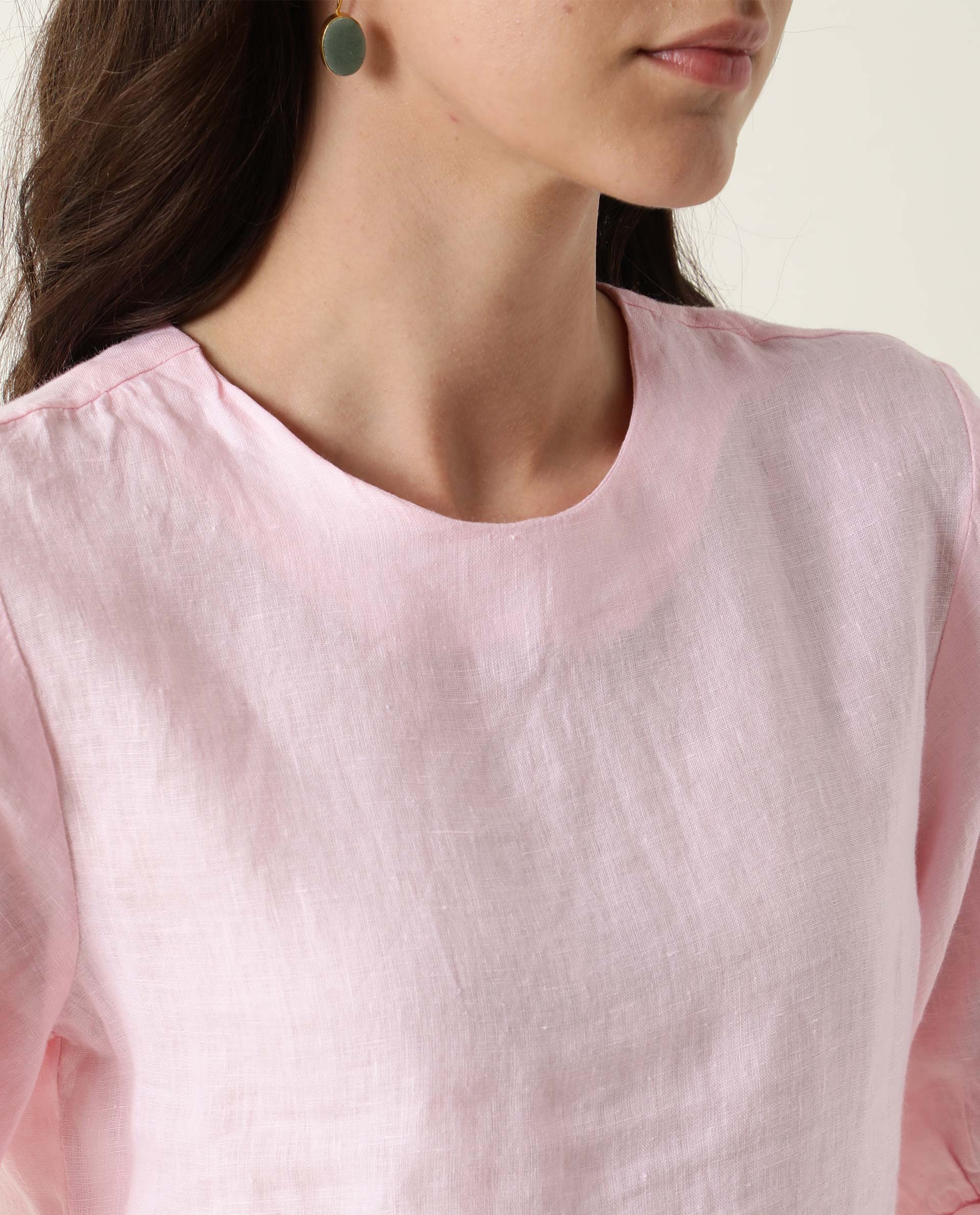 Rareism Women Bite Pink Top Short Sleeves Solid - Image 5