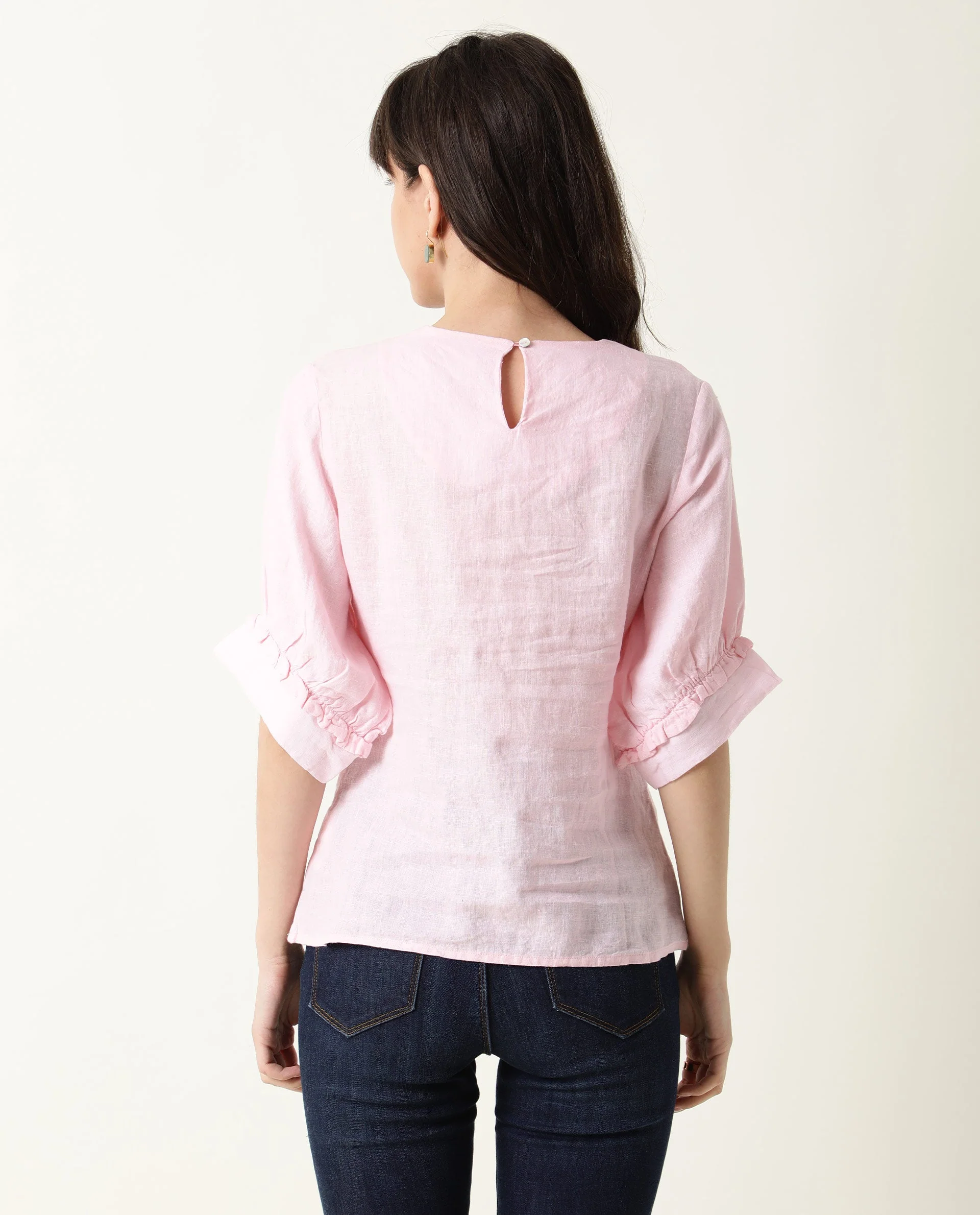 Rareism Women Bite Pink Top Short Sleeves Solid - Image 7