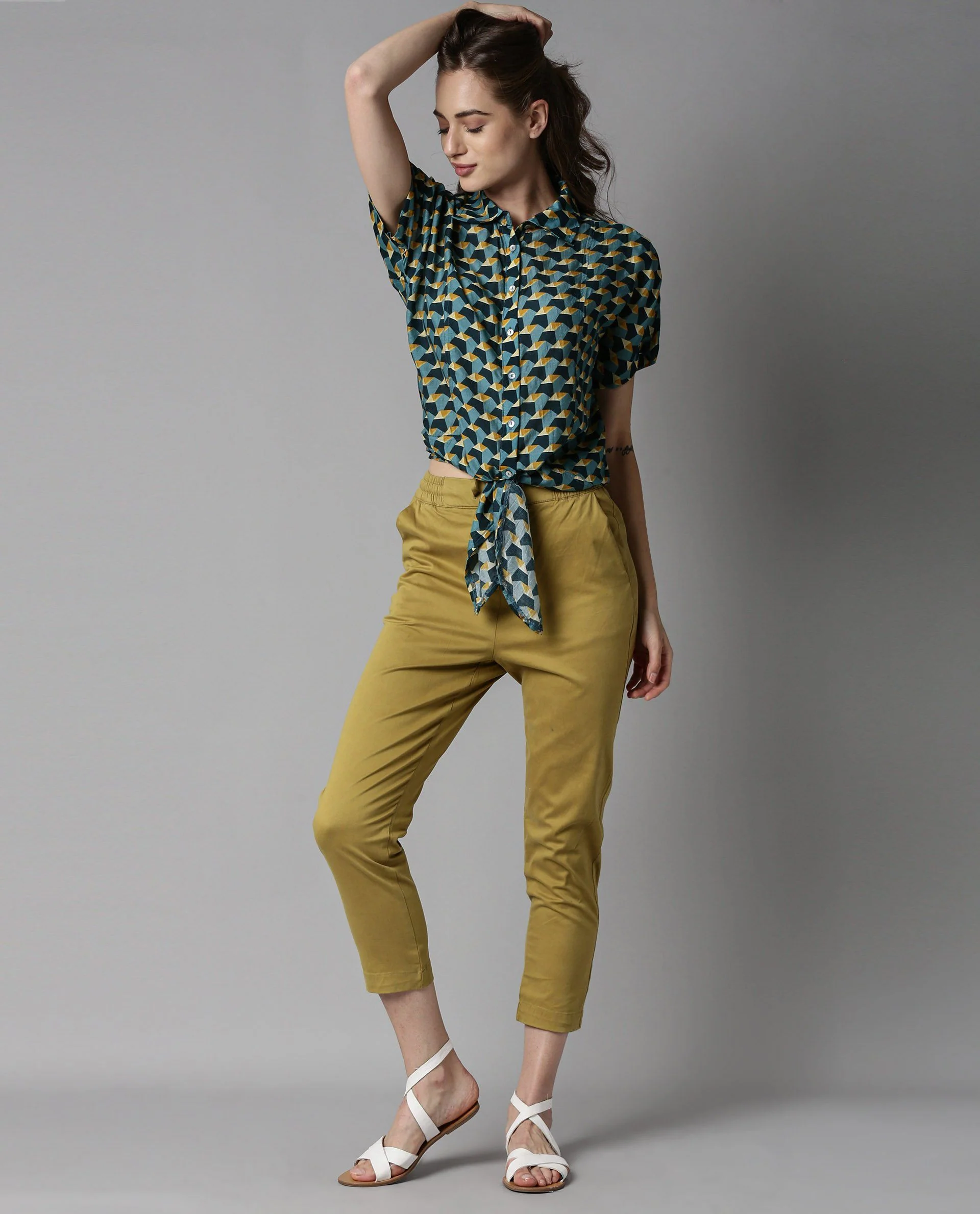 Rareism Women Biza Blue Top Short Sleeves Printed - Image 3