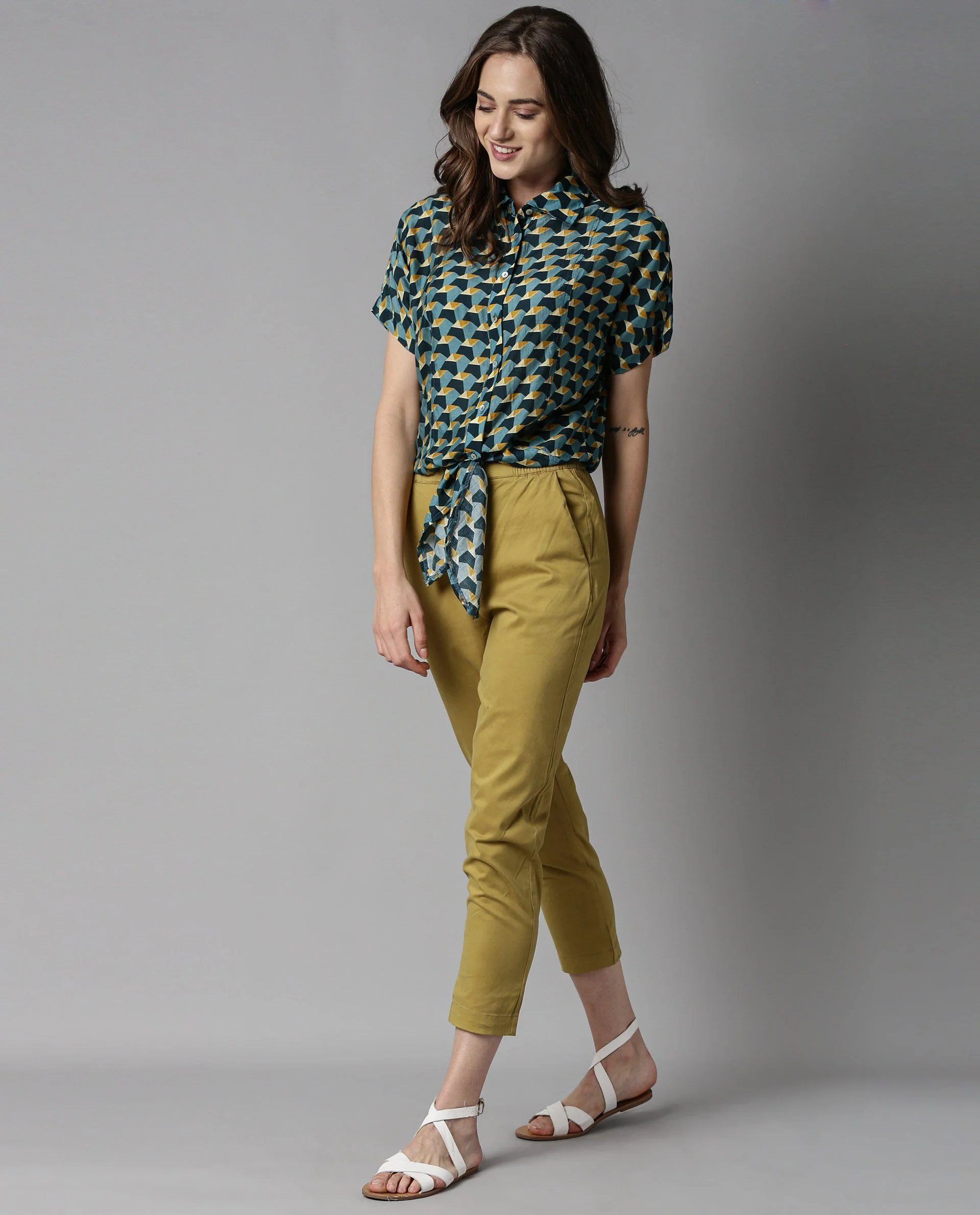 Rareism Women Biza Blue Top Short Sleeves Printed - Image 4