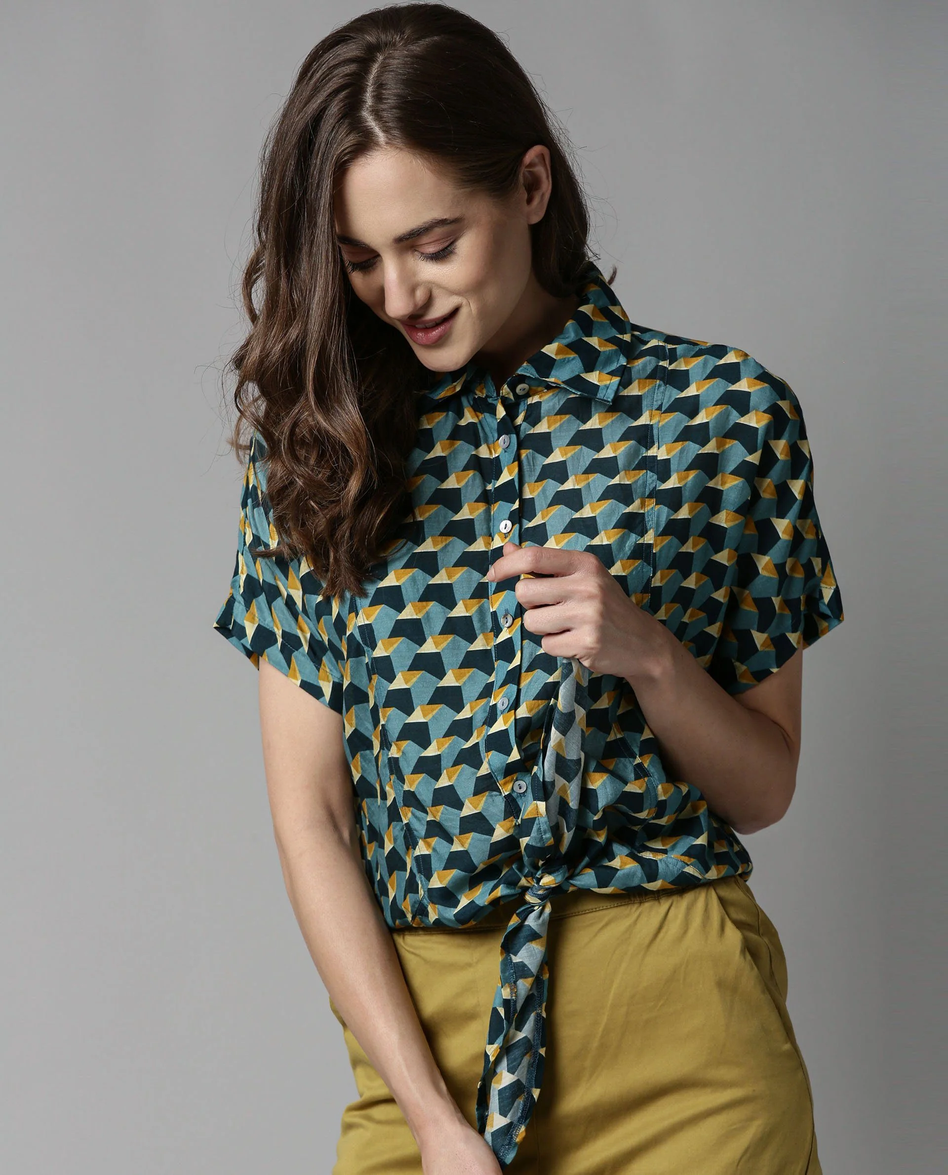 Rareism Women Biza Blue Top Short Sleeves Printed - Image 5