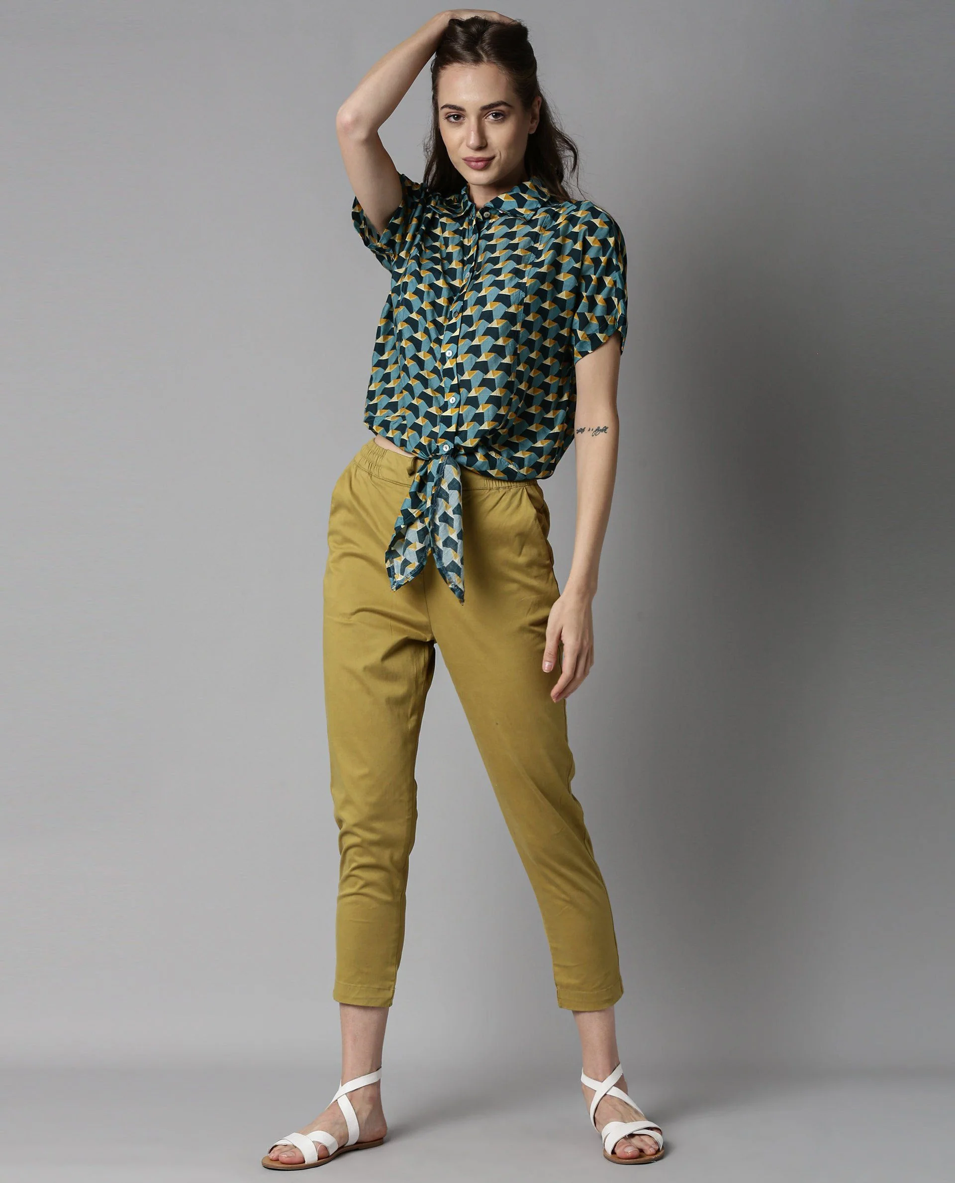 Rareism Women Biza Blue Top Short Sleeves Printed - Image 7