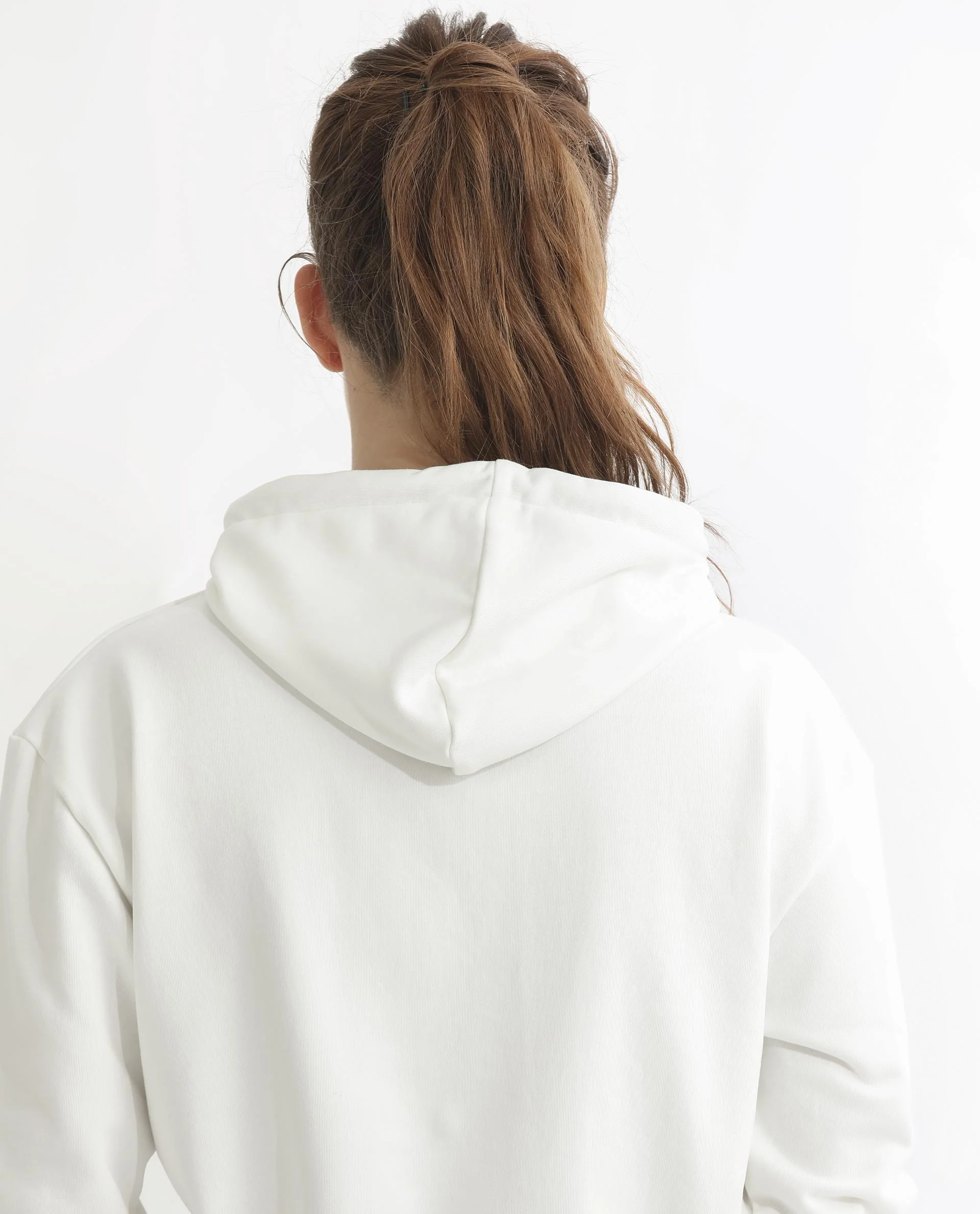 Rareism Women's Blacher Off White Polyester Blend Hooded Graphic Print Regular Fit Sweatshirt - Image 10