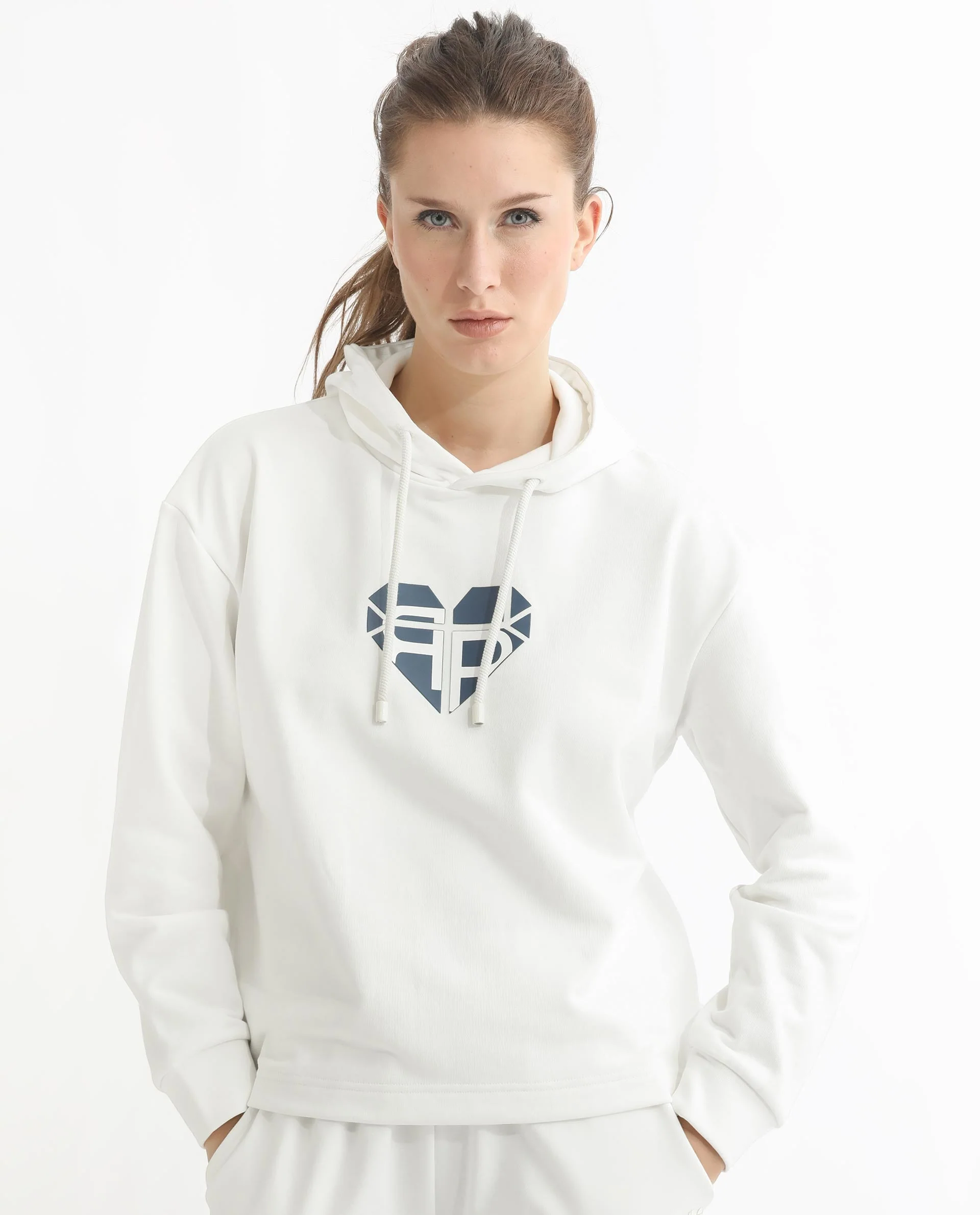 Rareism Women's Blacher Off White Polyester Blend Hooded Graphic Print Regular Fit Sweatshirt - Image 14