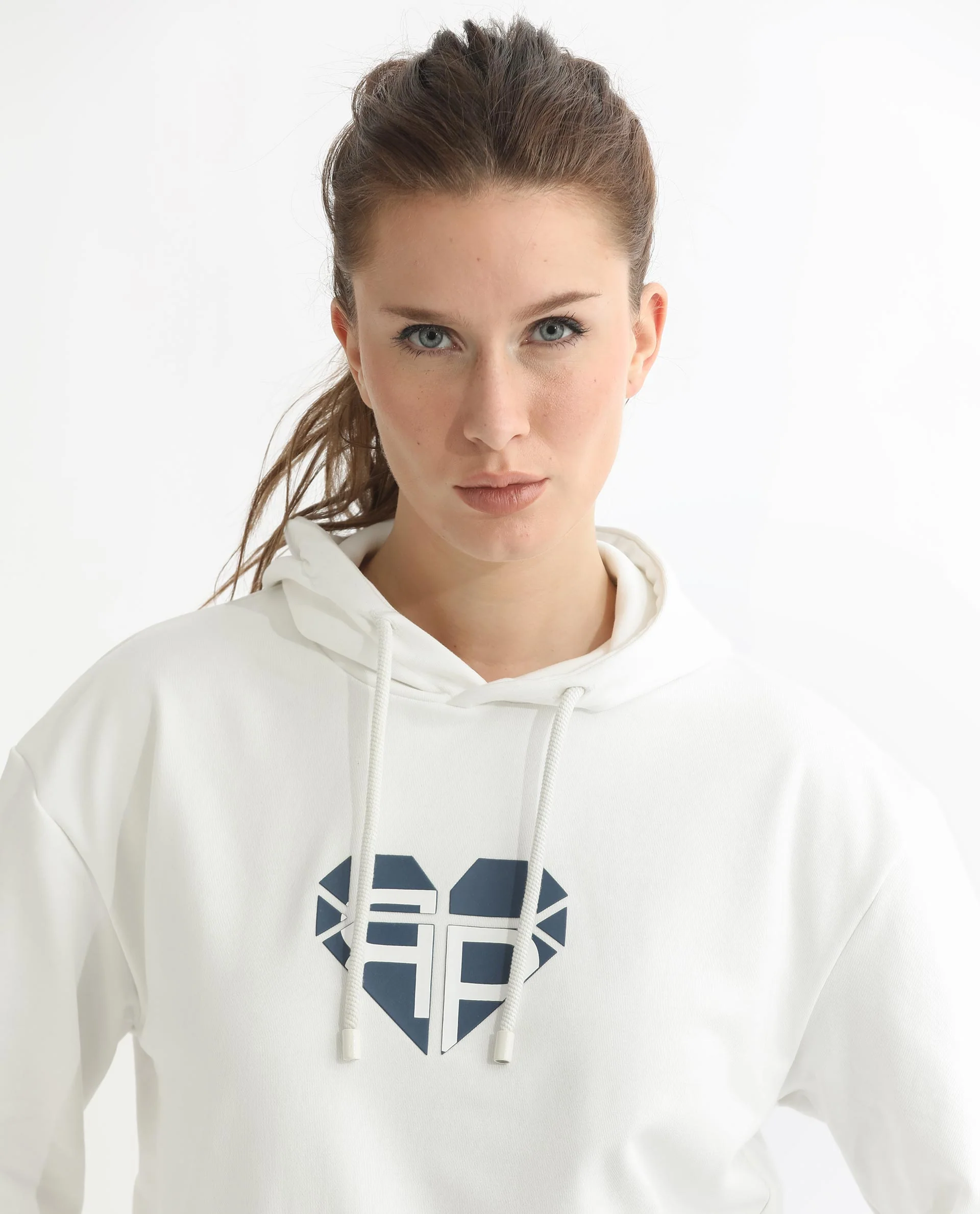 Rareism Women's Blacher Off White Polyester Blend Hooded Graphic Print Regular Fit Sweatshirt - Image 17
