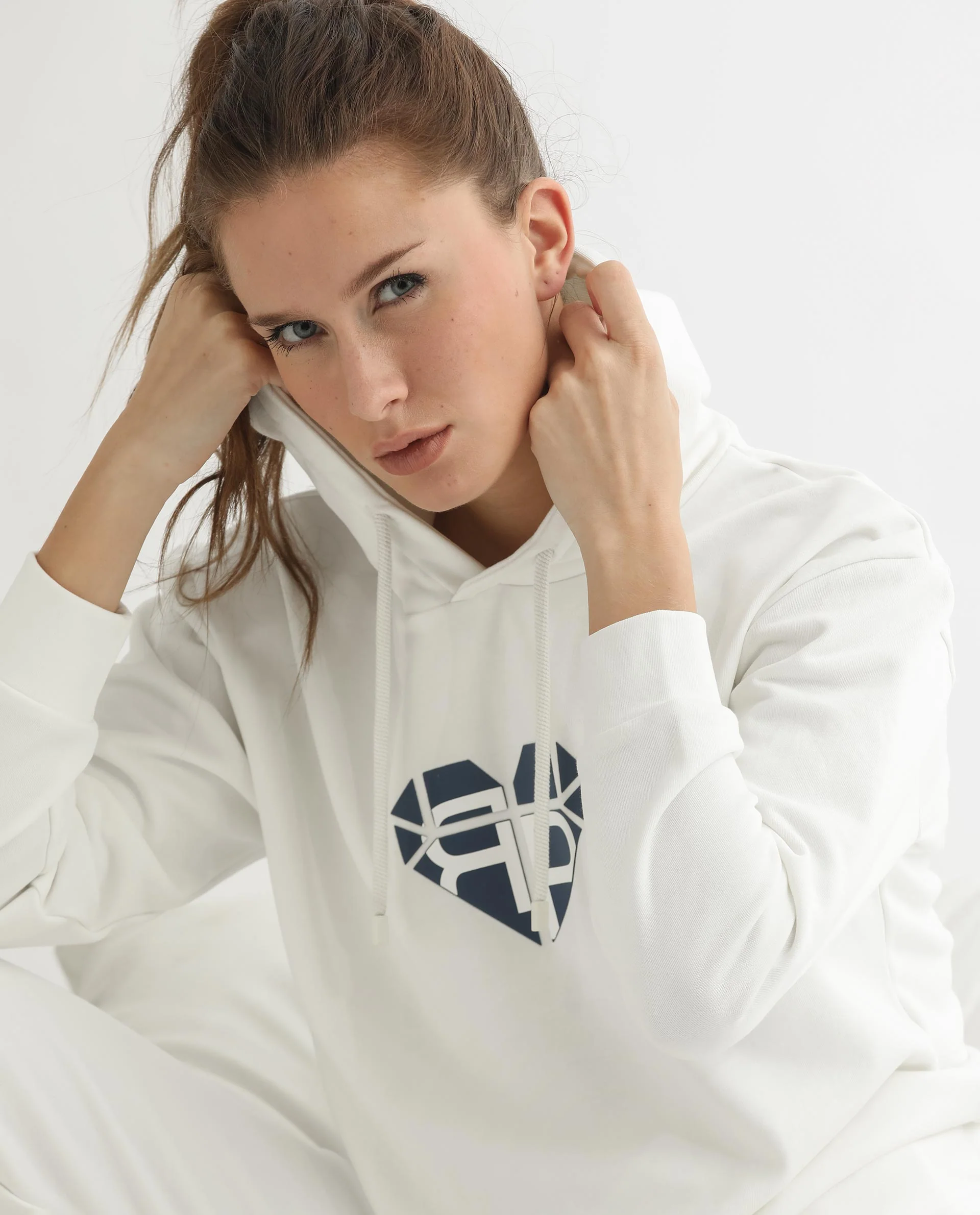 Rareism Women's Blacher Off White Polyester Blend Hooded Graphic Print Regular Fit Sweatshirt - Image 2