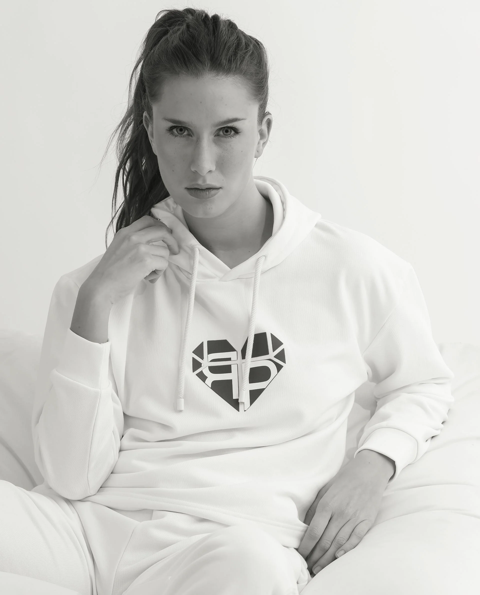 Rareism Women's Blacher Off White Polyester Blend Hooded Graphic Print Regular Fit Sweatshirt - Image 3