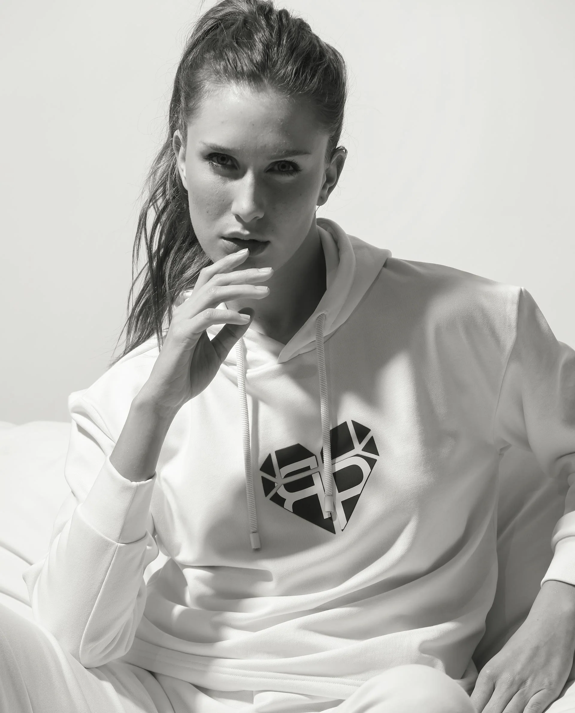Rareism Women's Blacher Off White Polyester Blend Hooded Graphic Print Regular Fit Sweatshirt - Image 4