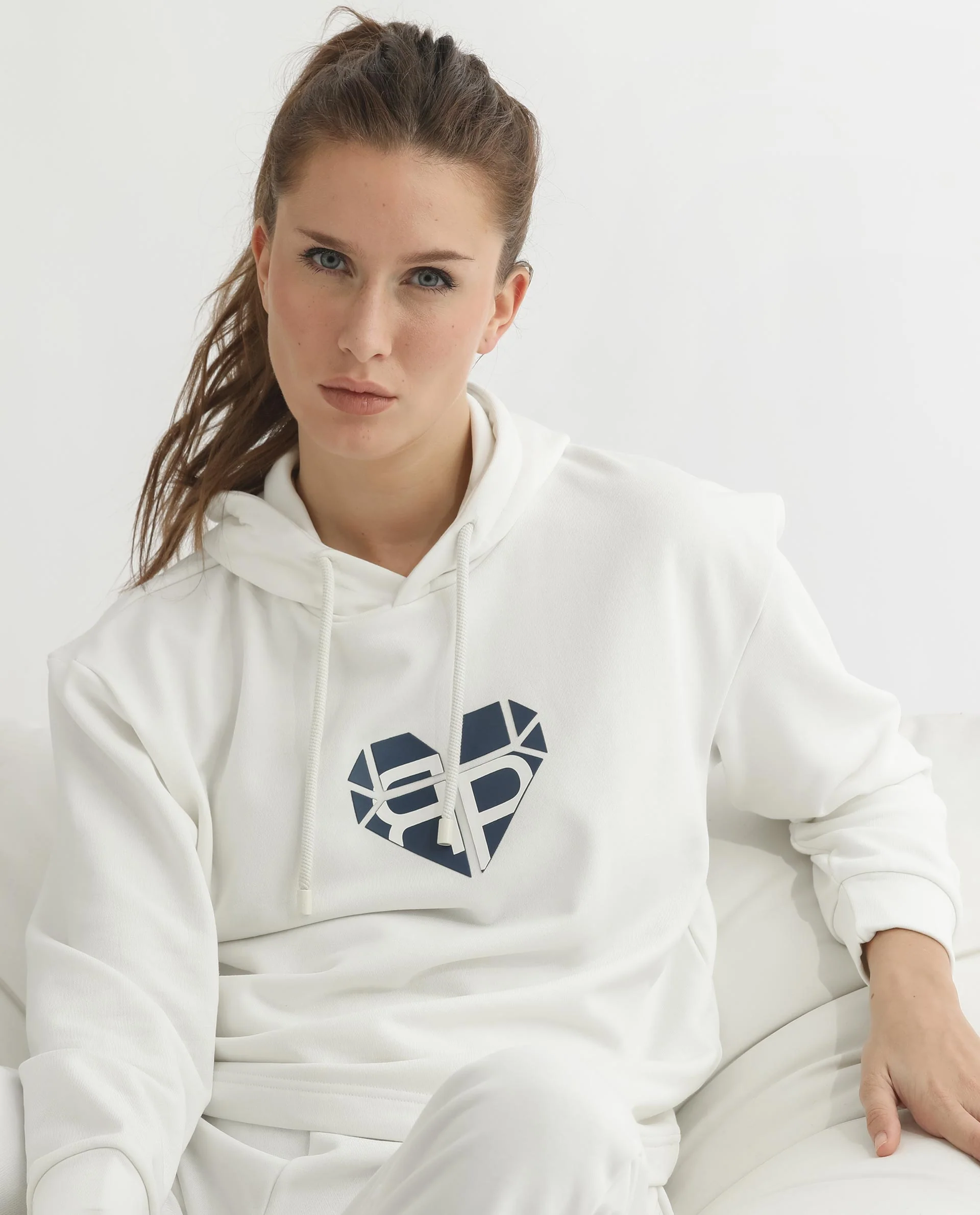 Rareism Women's Blacher Off White Polyester Blend Hooded Graphic Print Regular Fit Sweatshirt - Image 5