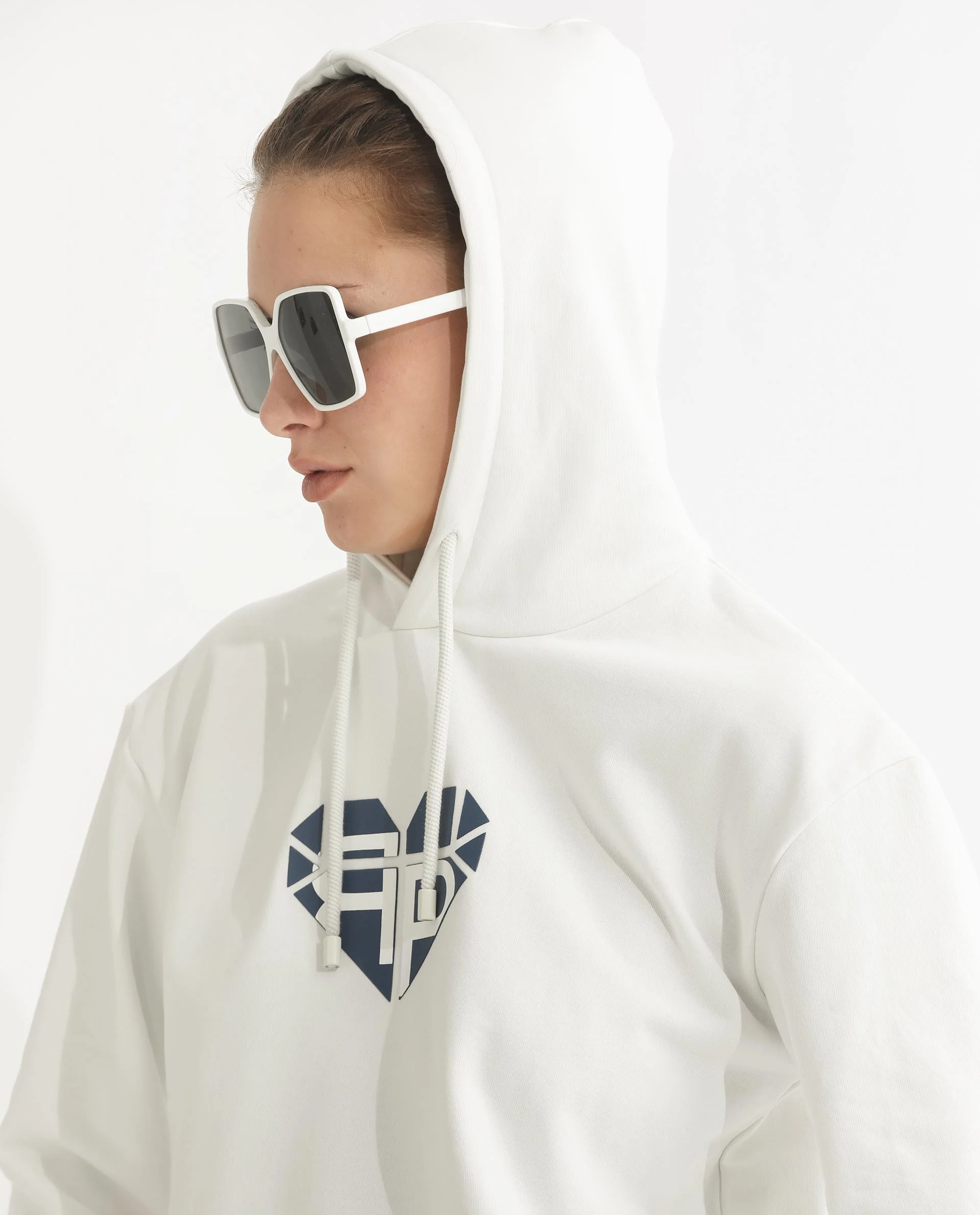 Rareism Women's Blacher Off White Polyester Blend Hooded Graphic Print Regular Fit Sweatshirt - Image 6