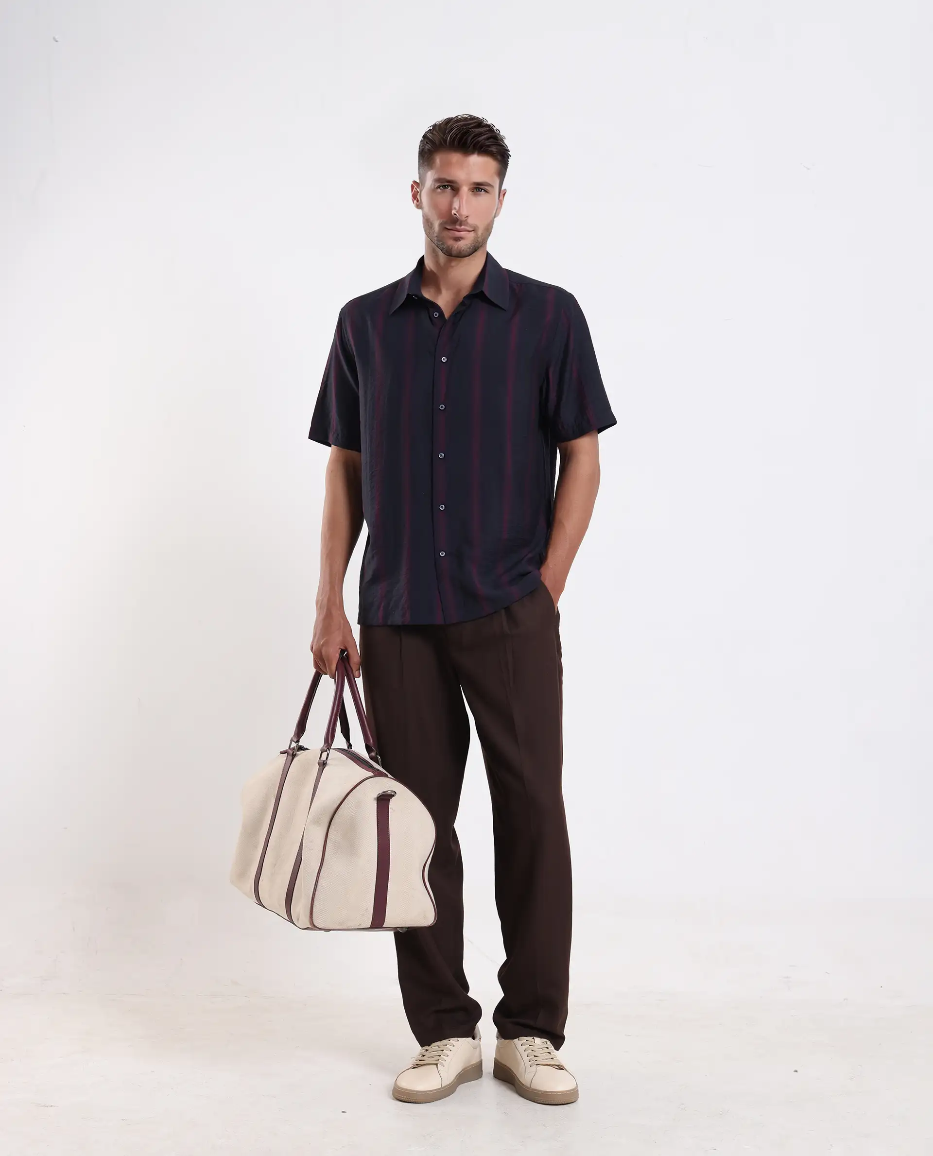 Rare Rabbit Men's Blen Black Viscose Blend Fabric Half Sleeve Spread Collar Ombre Print Shirt - Image 2