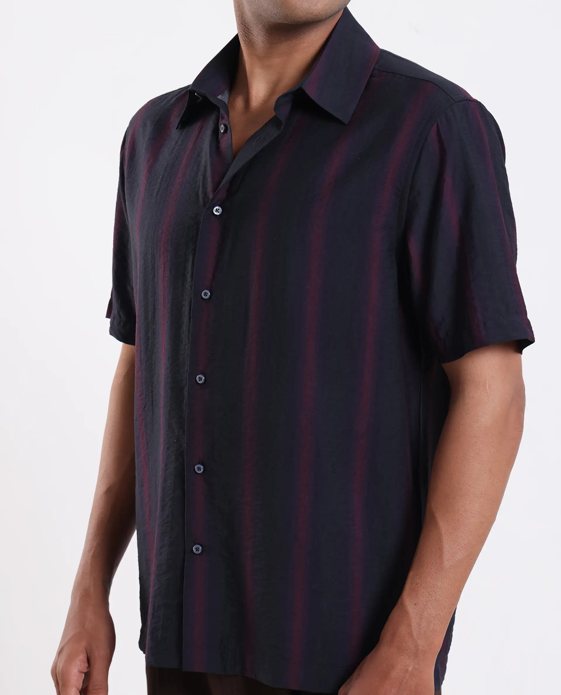 Rare Rabbit Men's Blen Black Viscose Blend Fabric Half Sleeve Spread Collar Ombre Print Shirt - Image 3