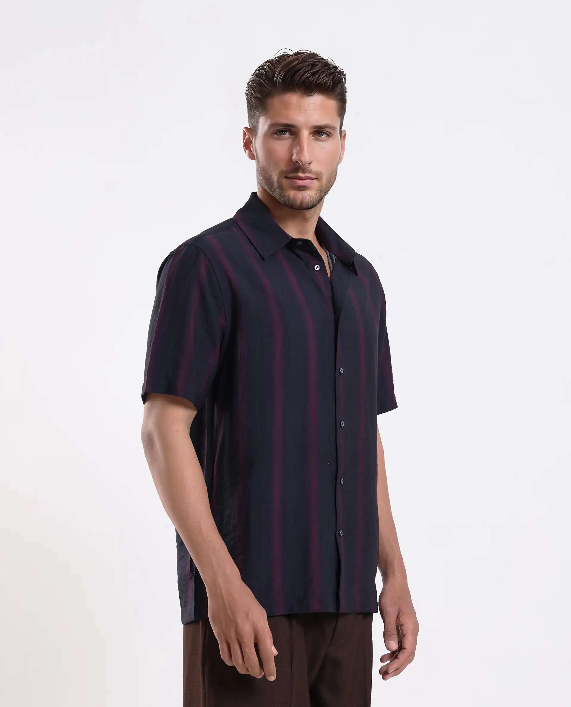 Rare Rabbit Men's Blen Black Viscose Blend Fabric Half Sleeve Spread Collar Ombre Print Shirt - Image 6