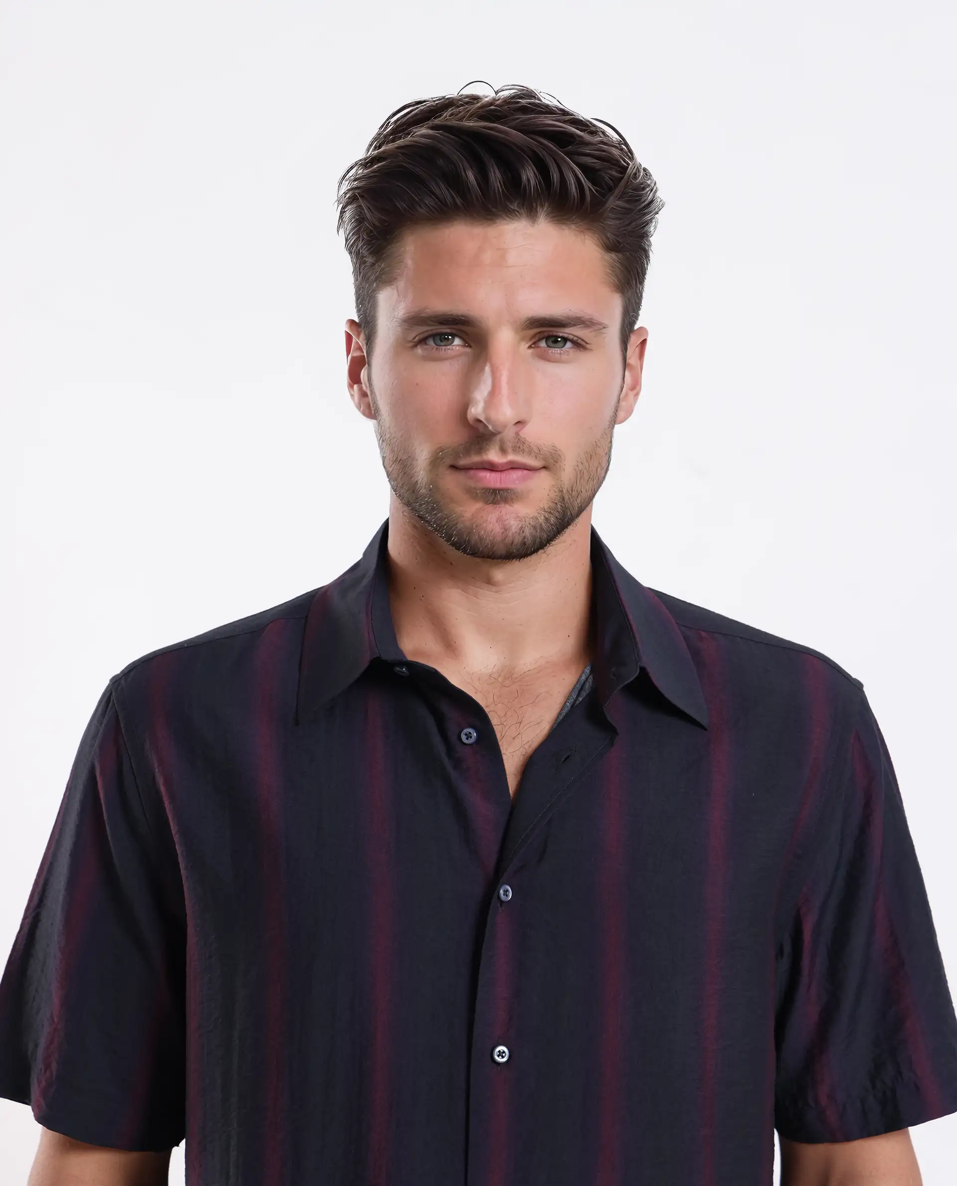 Rare Rabbit Men's Blen Black Viscose Blend Fabric Half Sleeve Spread Collar Ombre Print Shirt - Image 7