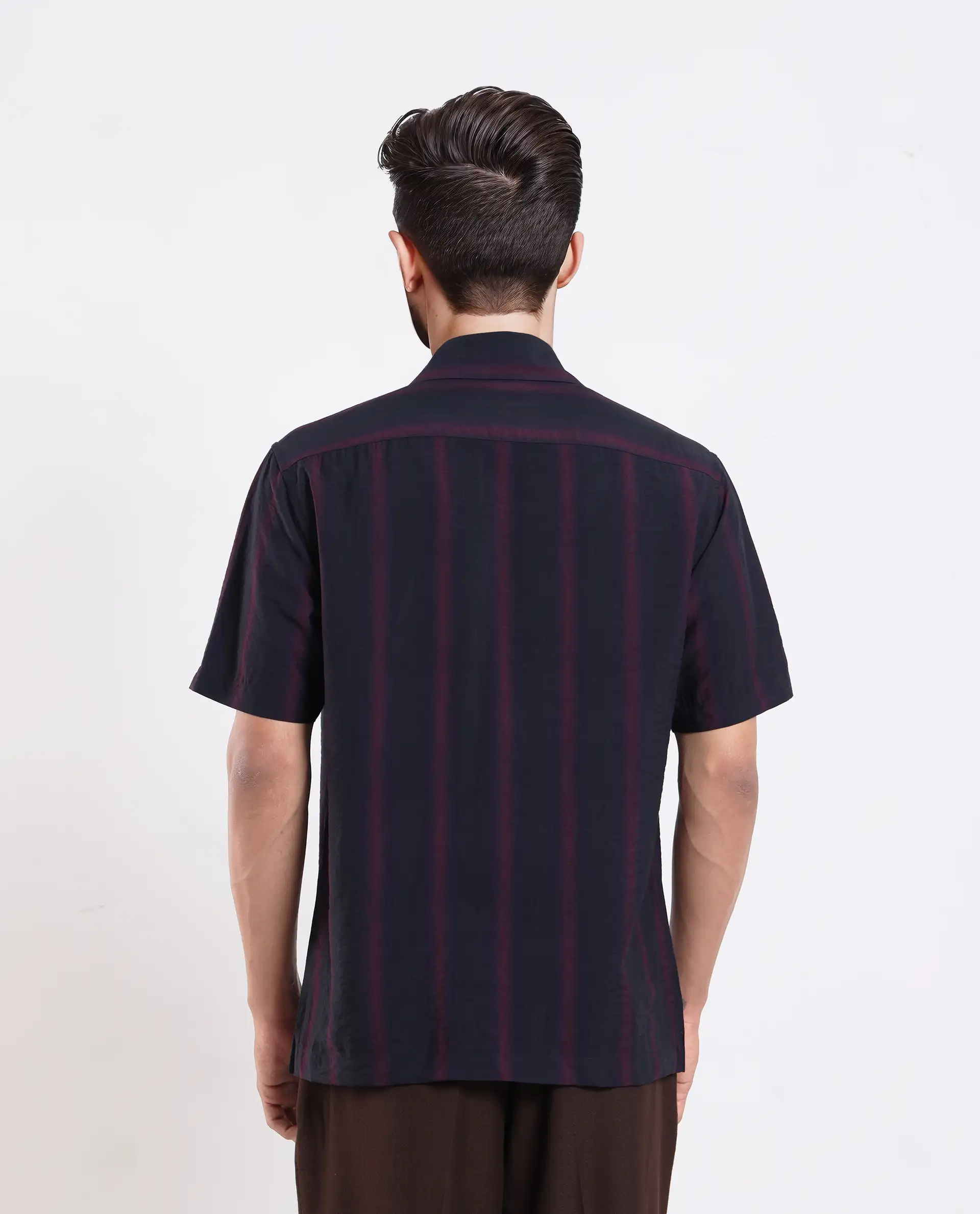 Rare Rabbit Men's Blen Black Viscose Blend Fabric Half Sleeve Spread Collar Ombre Print Shirt - Image 8