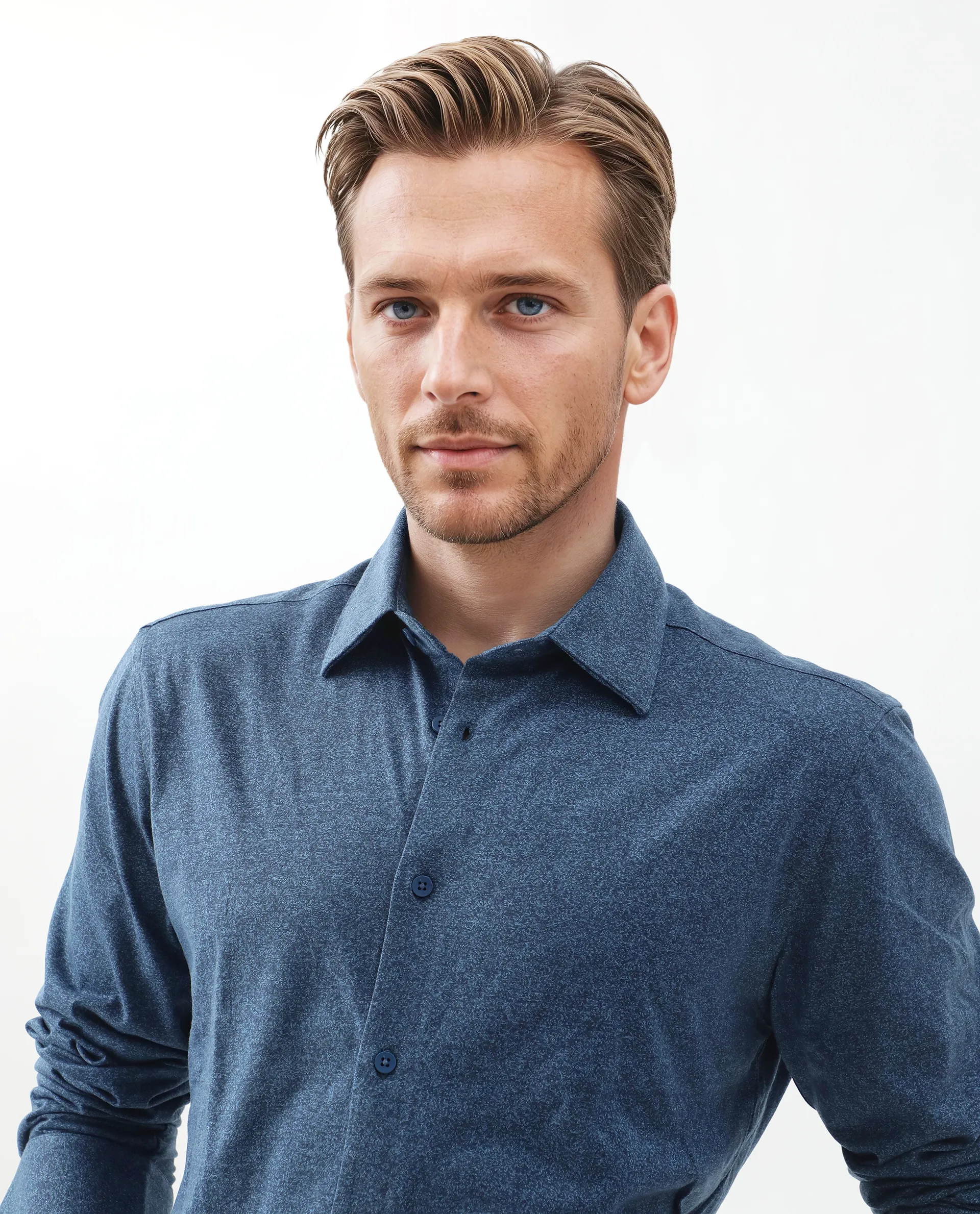 Rare Rabbit Men's Bler Blue Cotton Blend Plain Regular Fit Full Sleeve Collared Shirt - Image 3