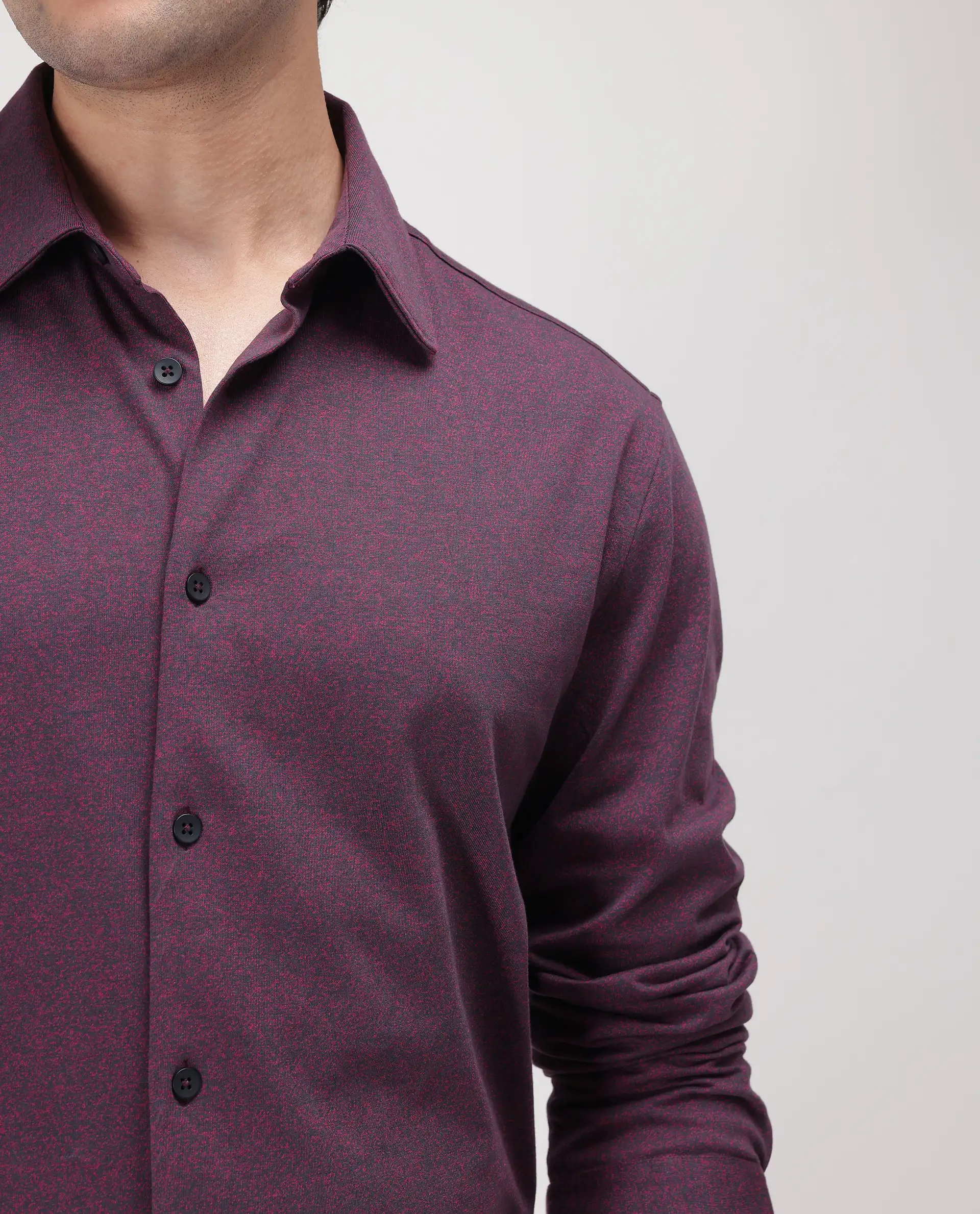 Rare Rabbit Men's Bler Maroon Cotton Blend Plain Regular Fit Full Sleeve Collared Shirt - Image 3