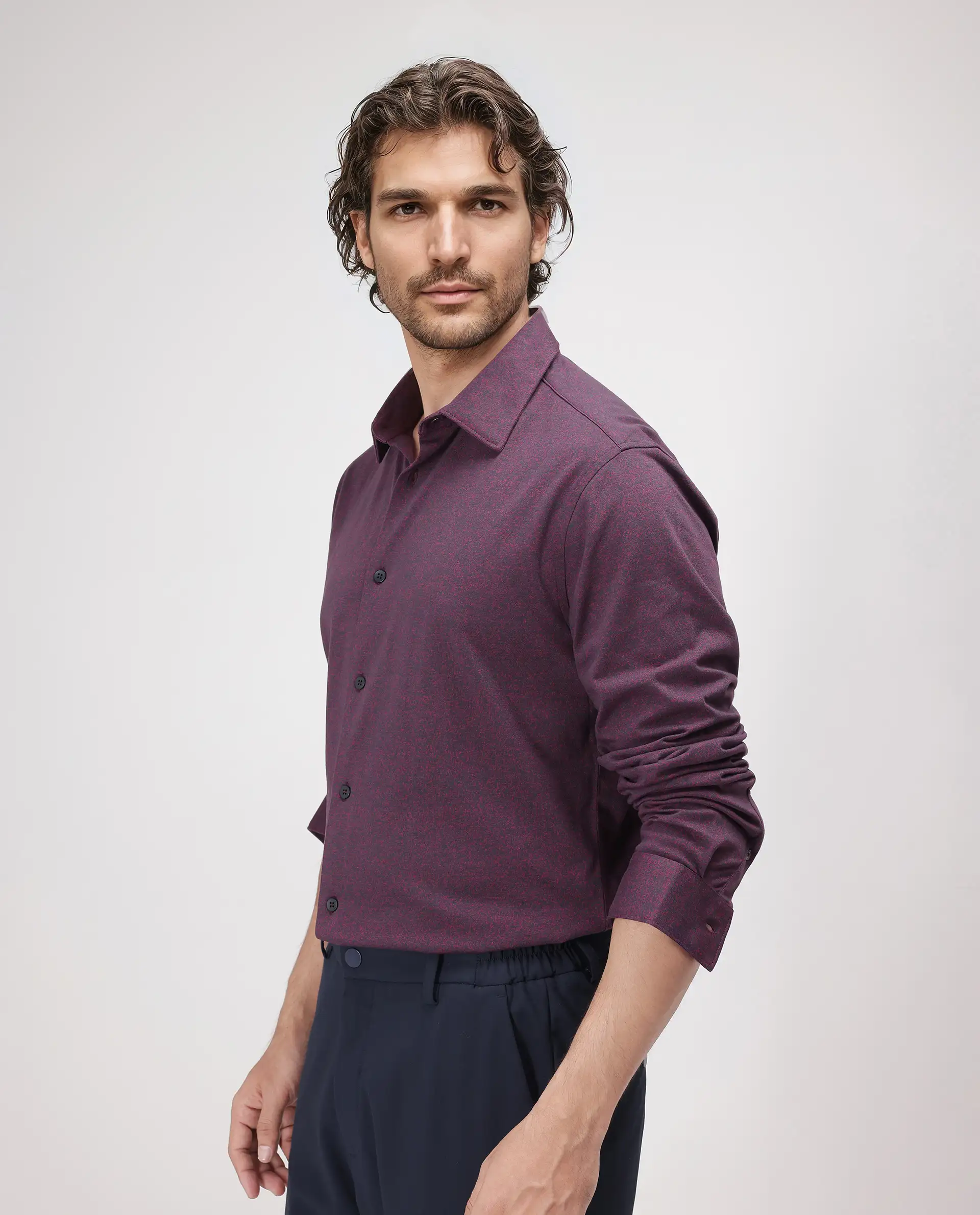 Rare Rabbit Men's Bler Maroon Cotton Blend Plain Regular Fit Full Sleeve Collared Shirt - Image 5