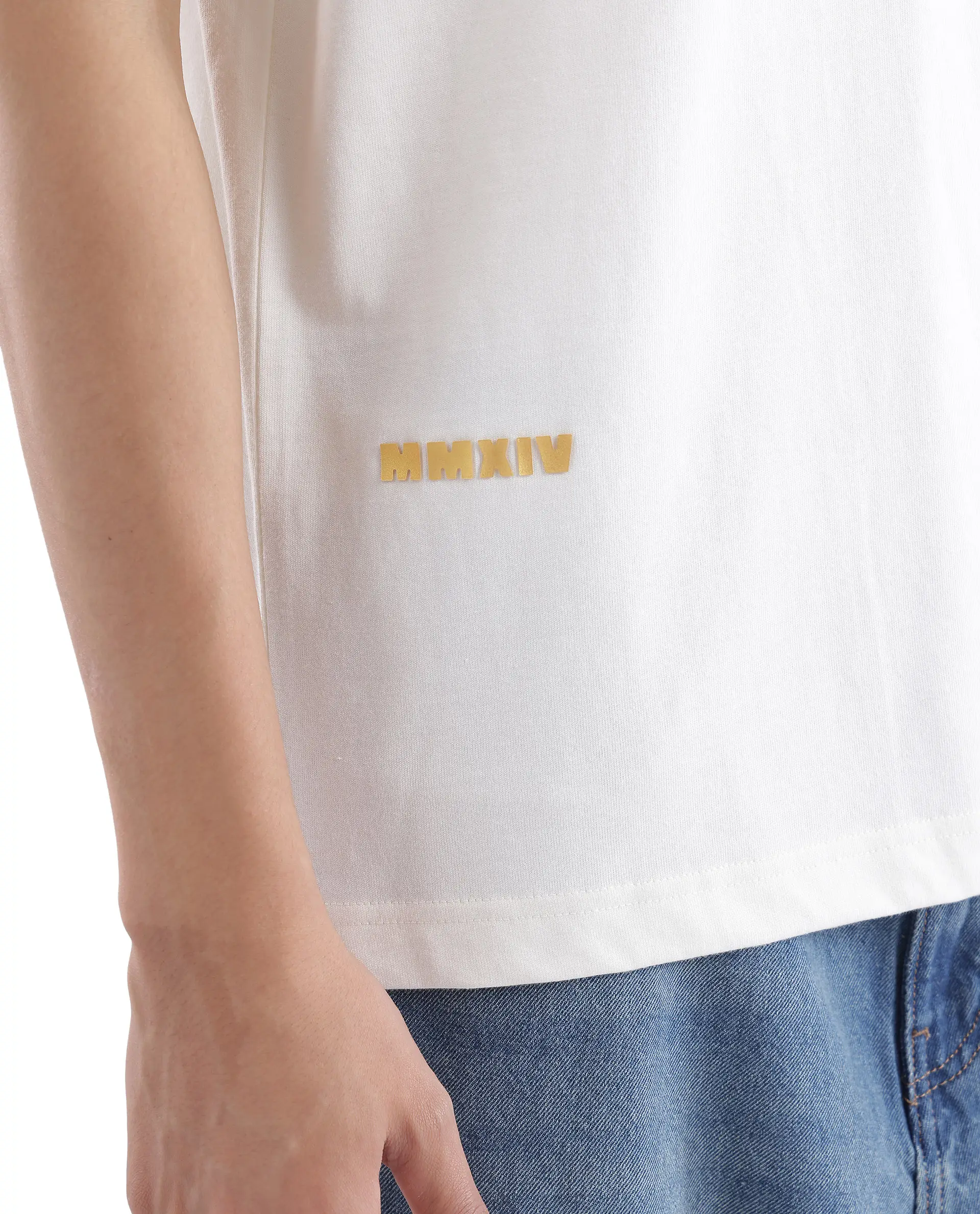 Rare Rabbit Men's Blin Off White Cotton Graphic Print Oversized Fit Half Sleeve Crew Neck T-Shirt - Image 4