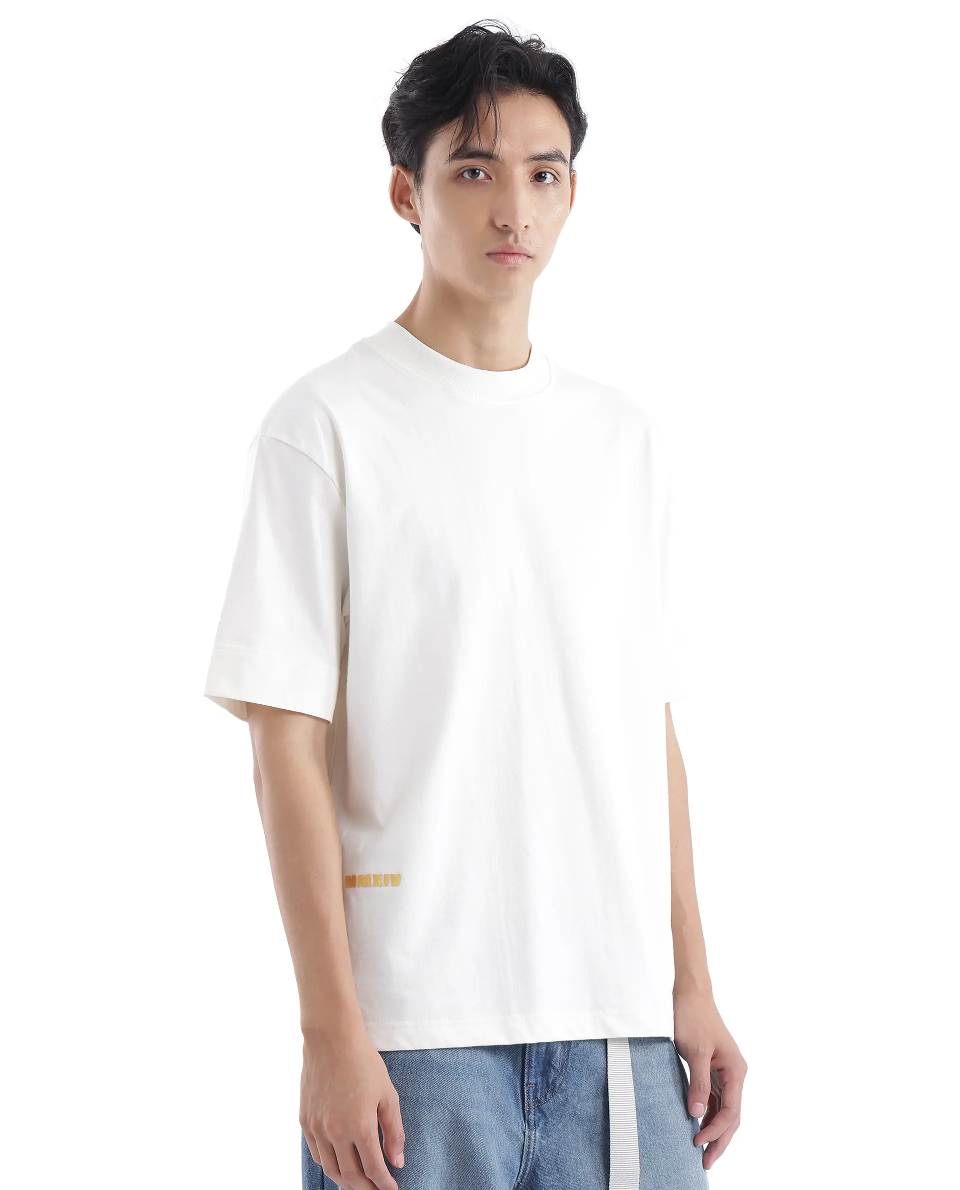 Rare Rabbit Men's Blin Off White Cotton Graphic Print Oversized Fit Half Sleeve Crew Neck T-Shirt - Image 8
