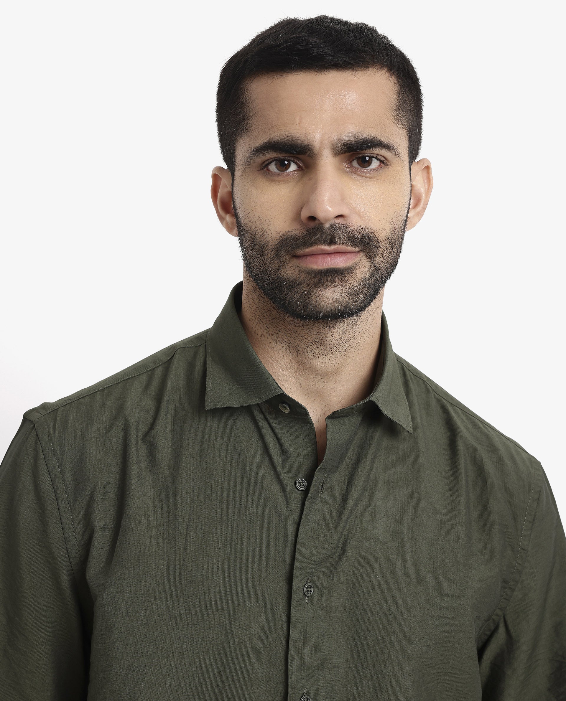 Rare Rabbit Men's Blois Dark Green Viscose Plain Boxy Fit Half Sleeve Collared Shirt - Image 6