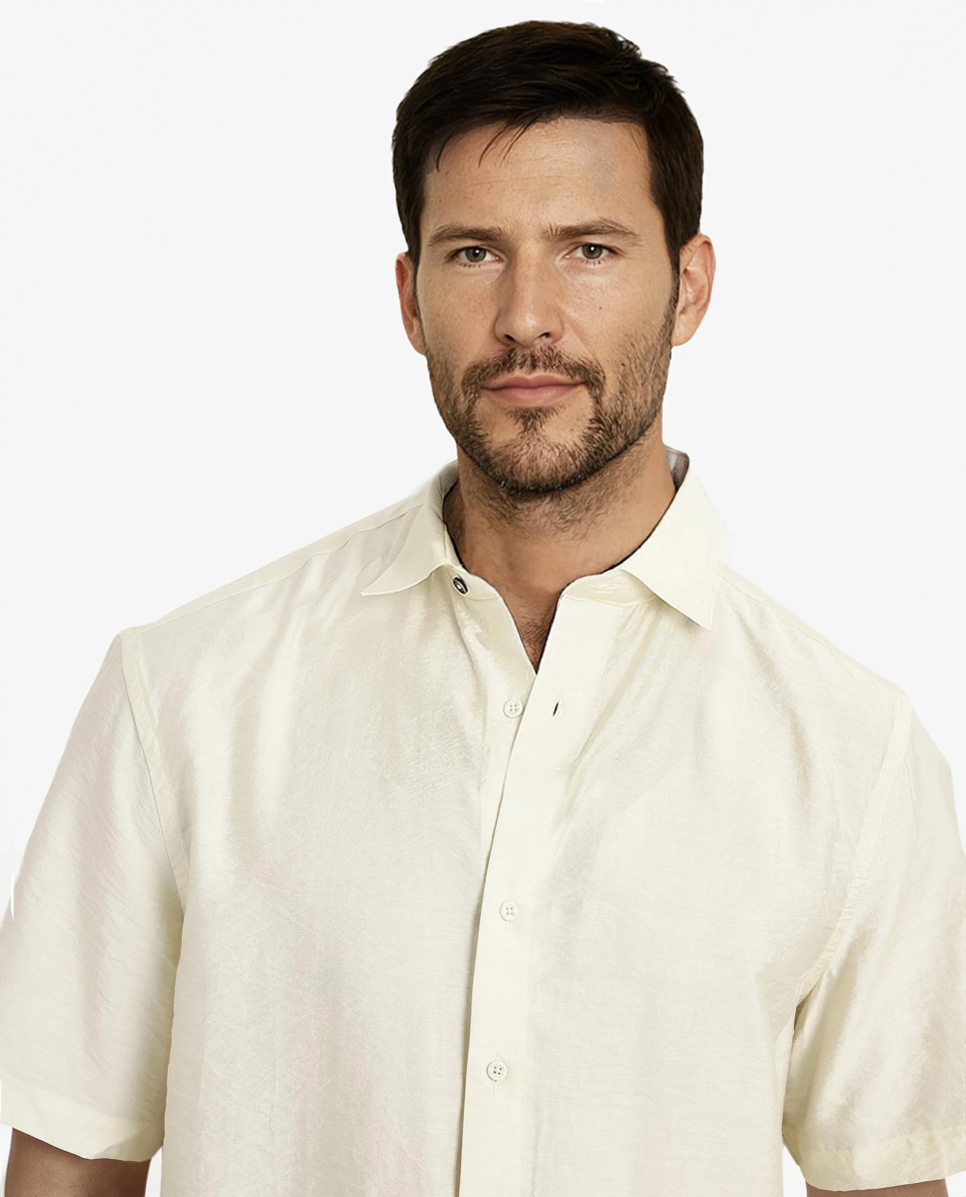Rare Rabbit Men's Blois Pastel Yellow Viscose Plain Boxy Fit Half Sleeve Collared Shirt - Image 7
