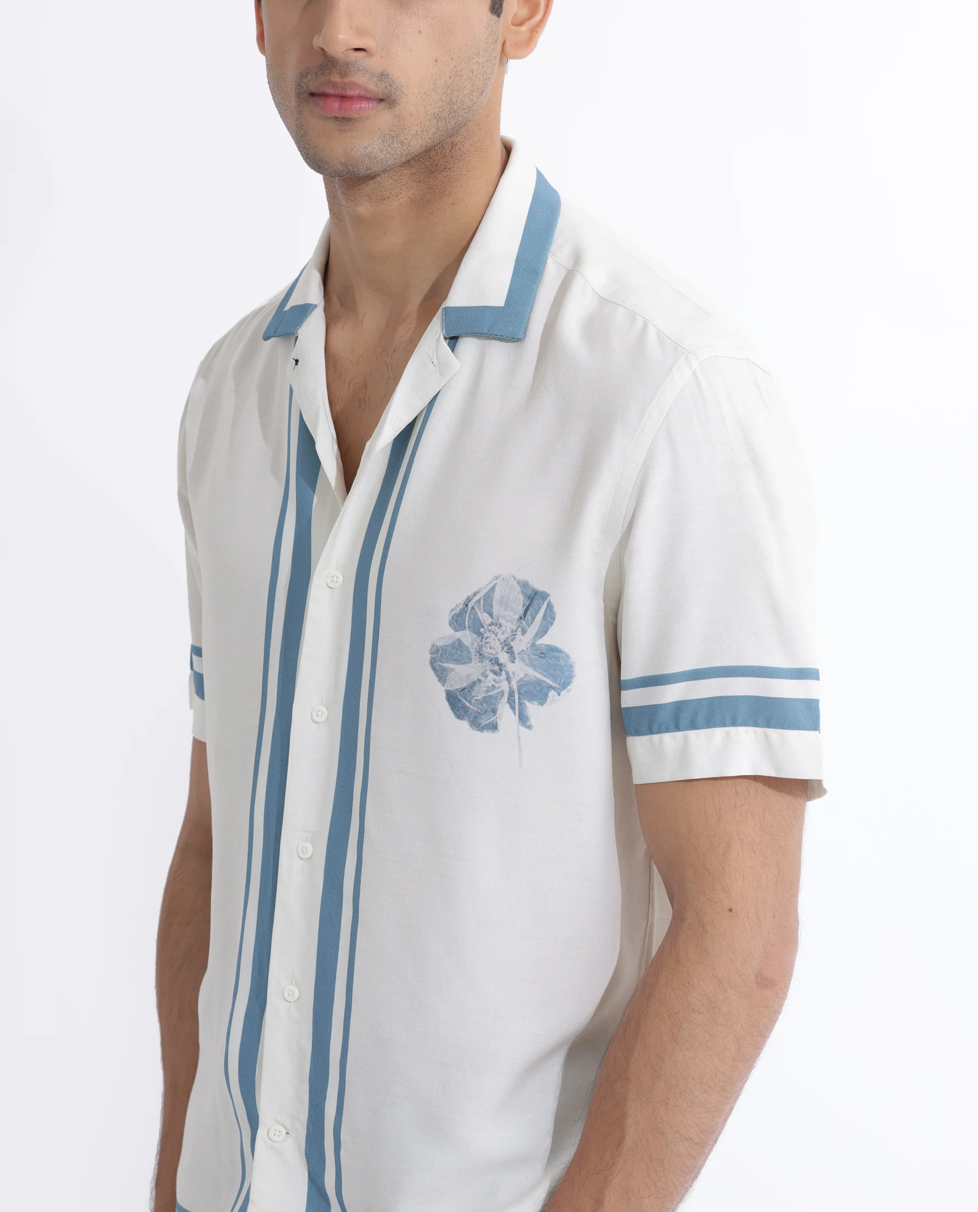 Rare Rabbit Men's Bluna Off White Viscose Floral Print Regular Fit Half Sleeve Cuban Collar Shirt - Image 6