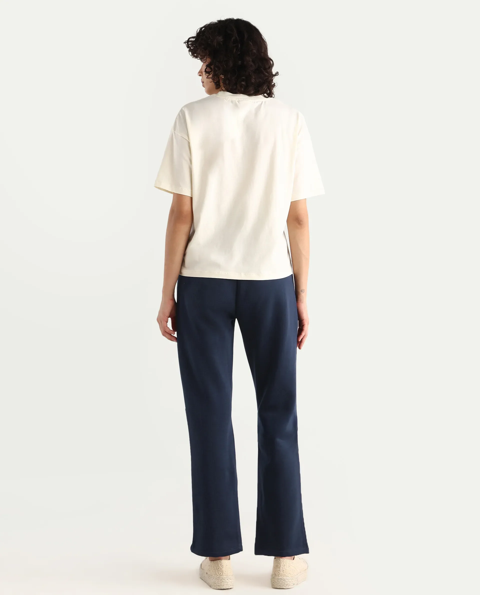 Rareism Women's Blunt Navy Cotton Blend Plain Ankle Length Regular Fit Track Pant - Image 8
