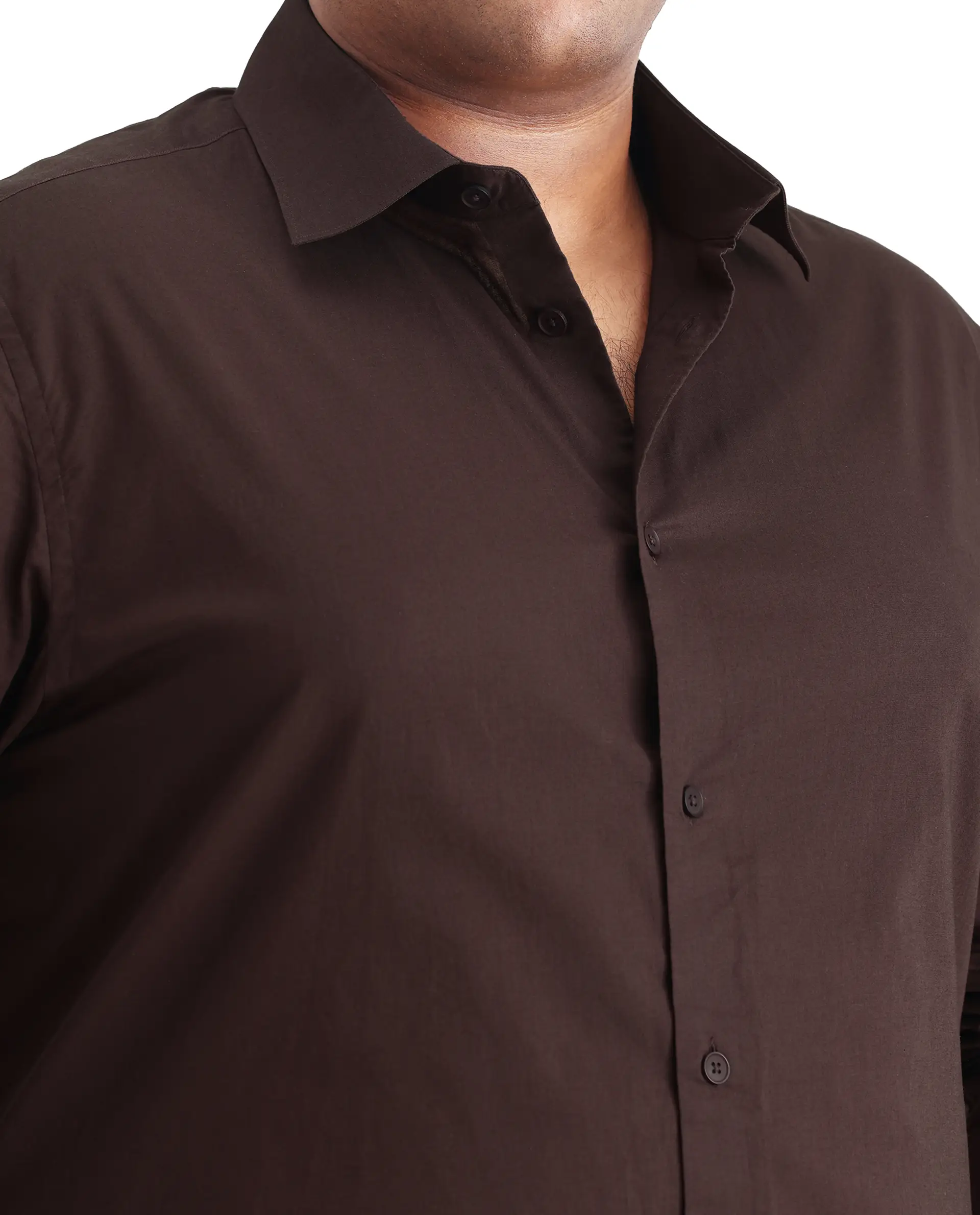 Rare Rabbit Men's Blush Big Brown Cotton Fabric Full Sleeve Collared Neck Plain Shirt - Image 3