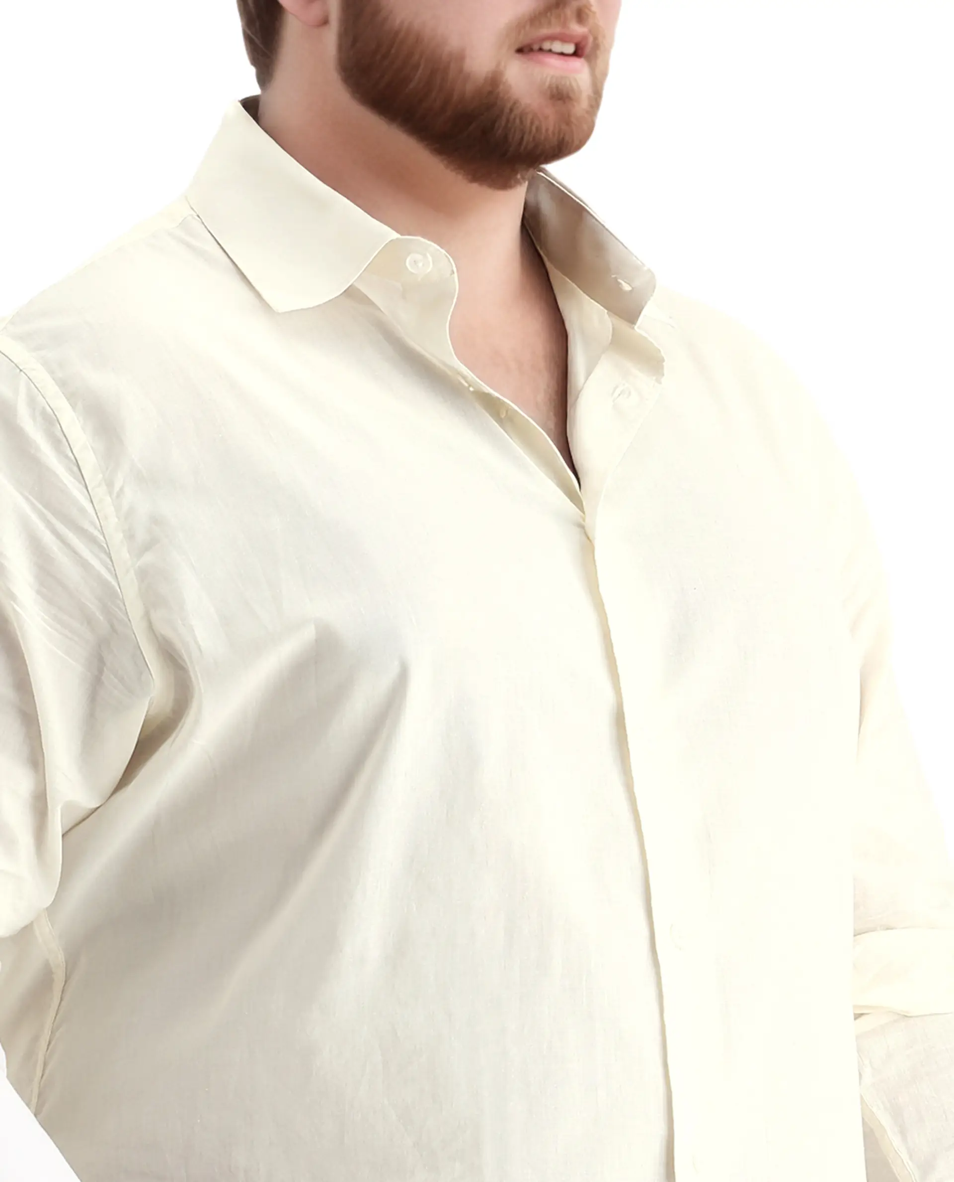 Rare Rabbit Men's Blush Big Off White Cotton Fabric Full Sleeve Collared Neck Plain Shirt - Image 3