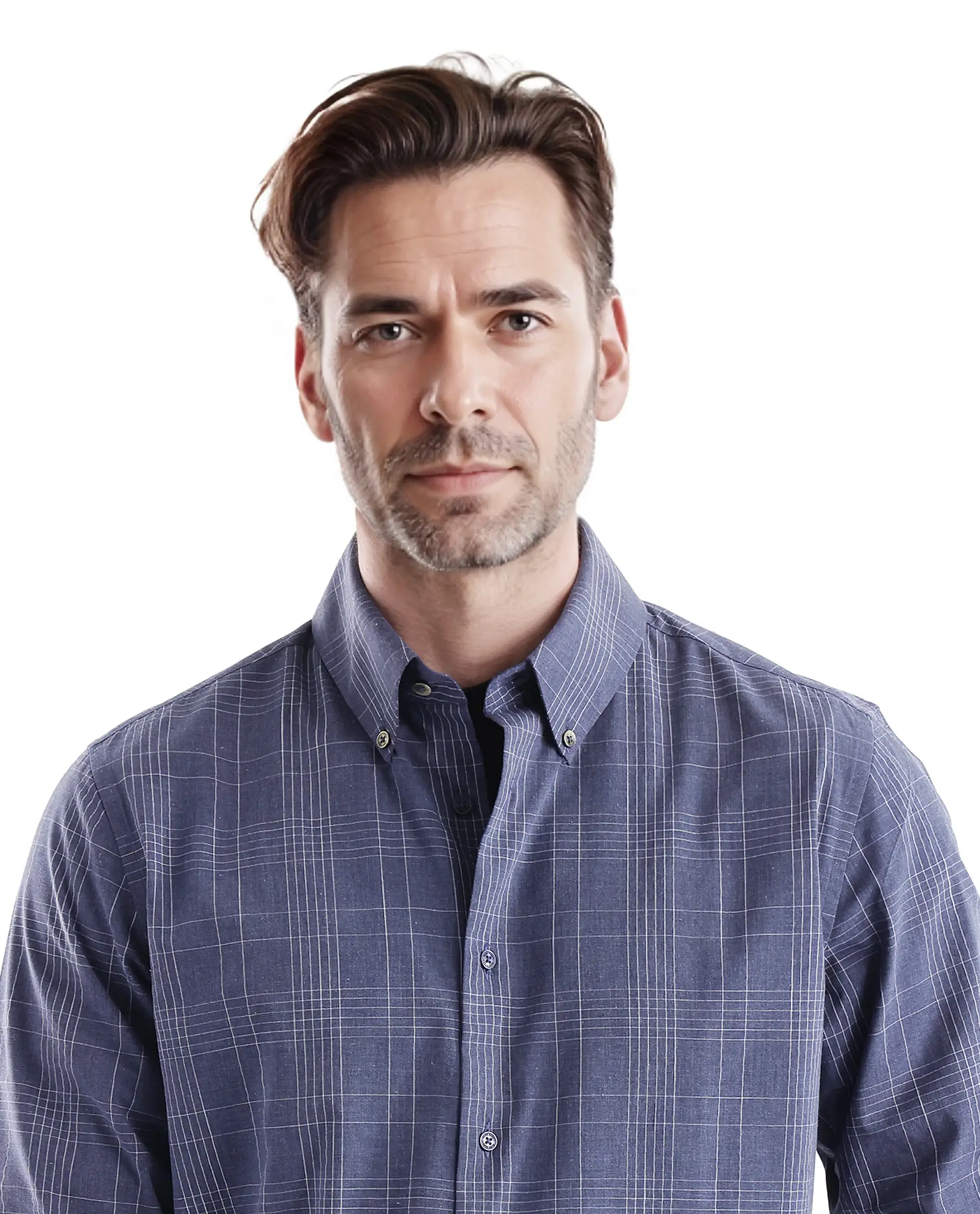 Rare Rabbit Men's Blute Doubt Navy Cotton Checked Print Regular Fit Full Sleeve Collared Shirt - Image 7