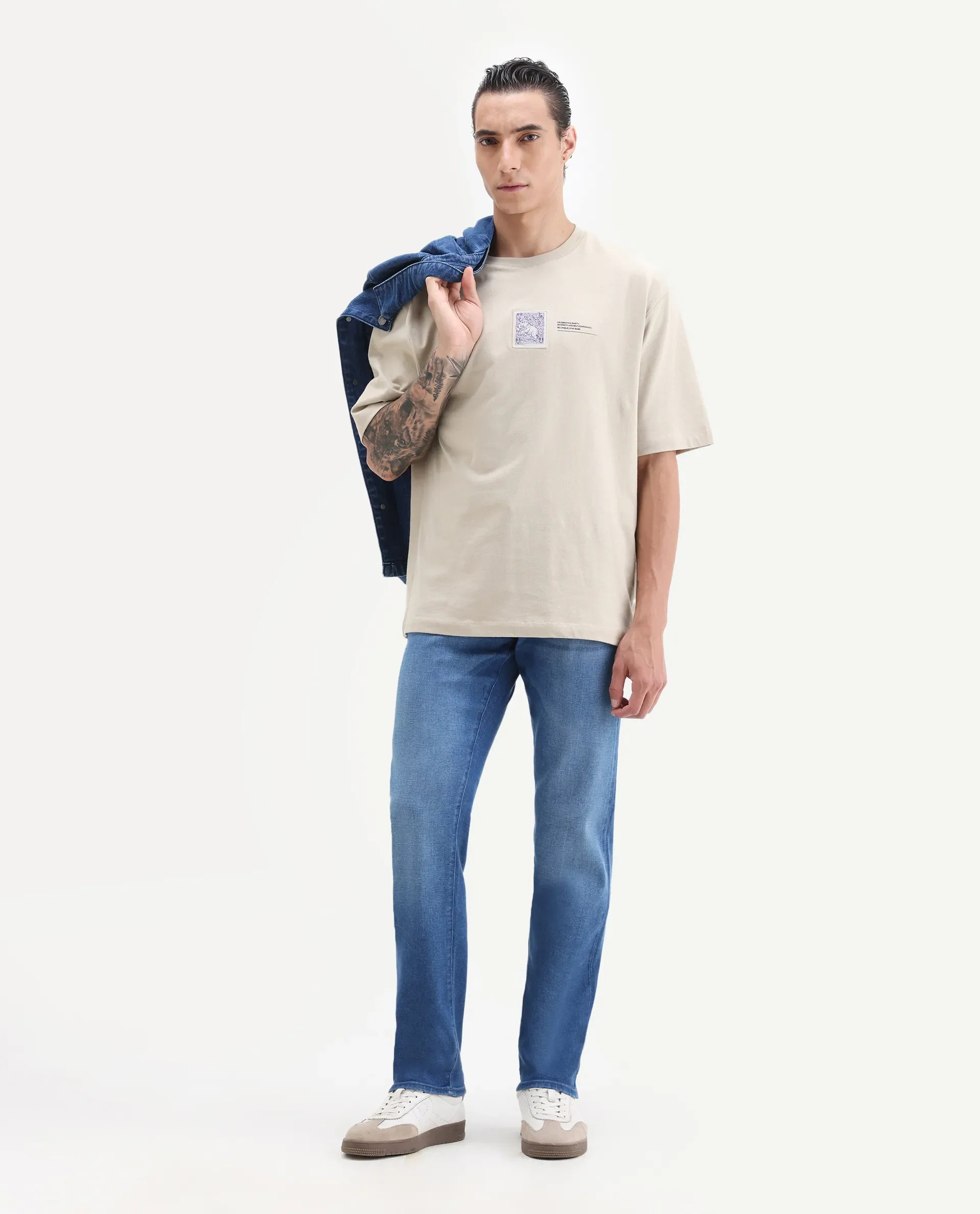 Rare Rabbit Men's Bluxx- 1 Blue Cotton Blend Fabric Morris Regular Plain Jeans - Image 2