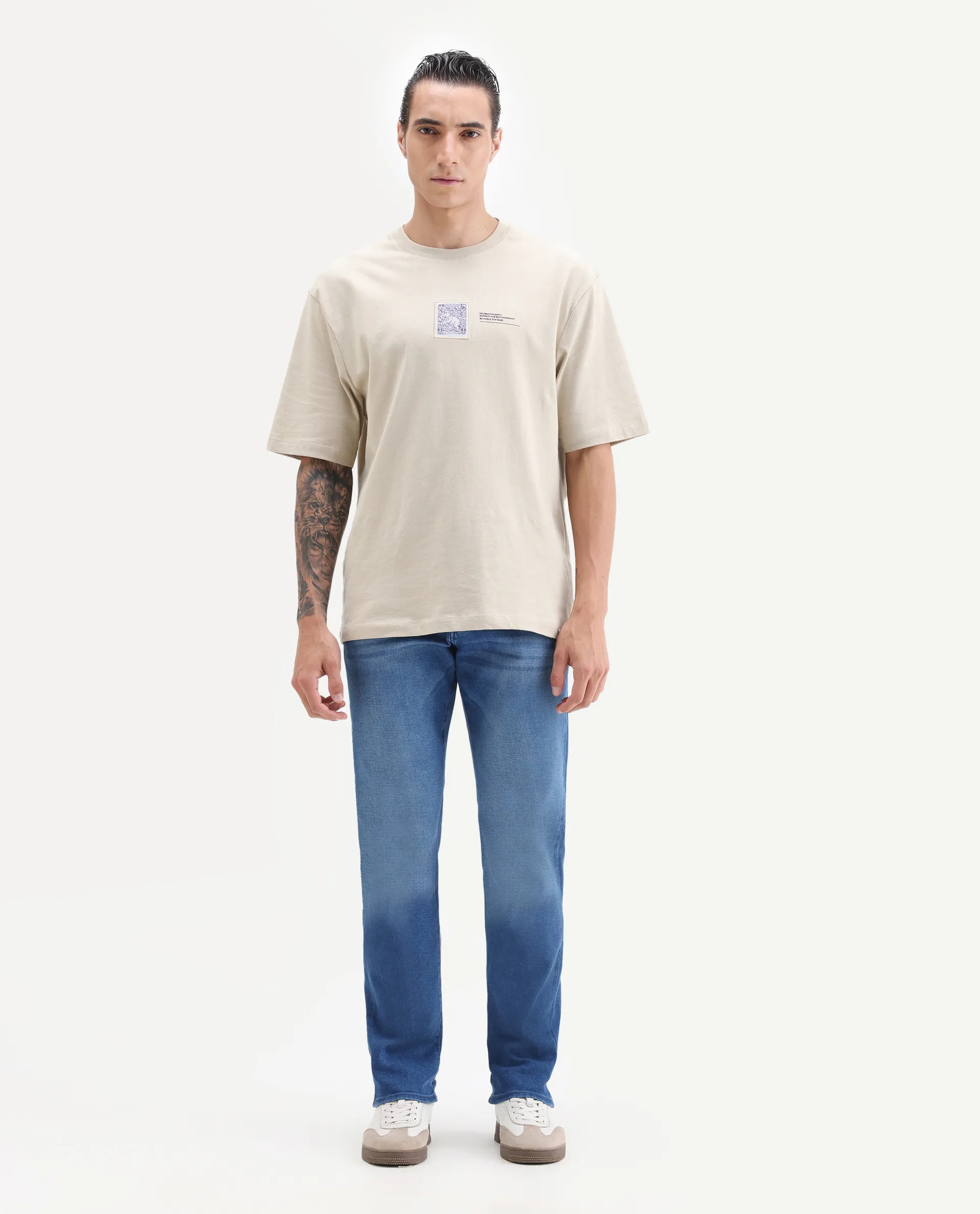 Rare Rabbit Men's Bluxx- 1 Blue Cotton Blend Fabric Morris Regular Plain Jeans - Image 4